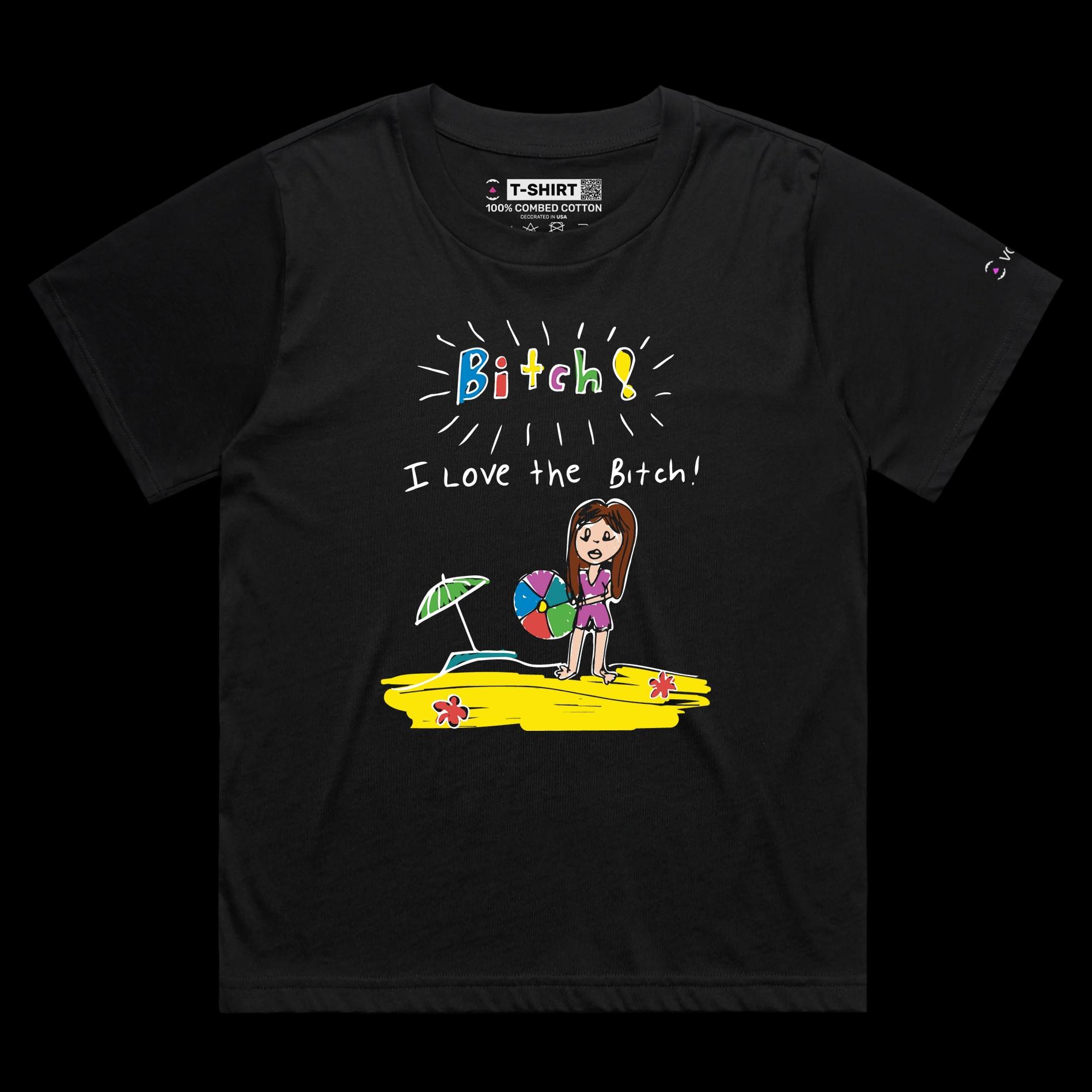 VOICEART Black Female Loose Girl on a Beach Funny Shirt Premium Quality Graphic Design Beach Wordplay Tee from Child's View
