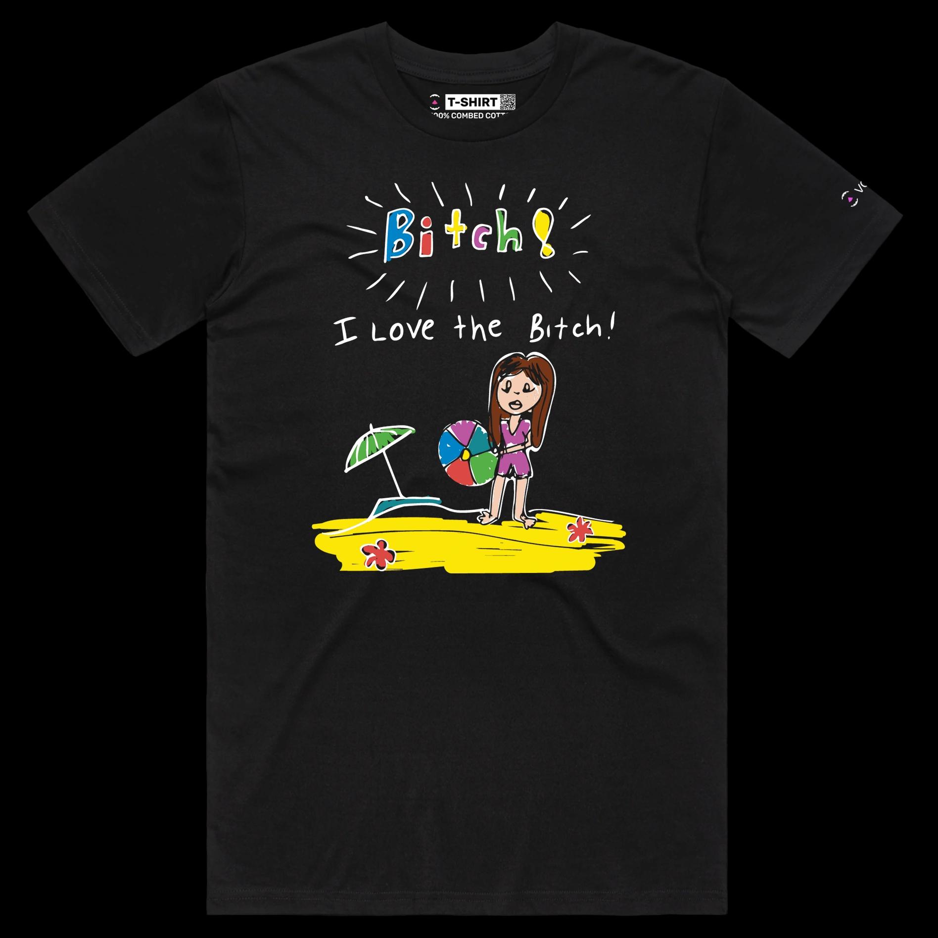 VOICEART Black Male Regular Girl on a Beach Funny Shirt Premium Quality Graphic Design Beach Wordplay Tee from Child's View
