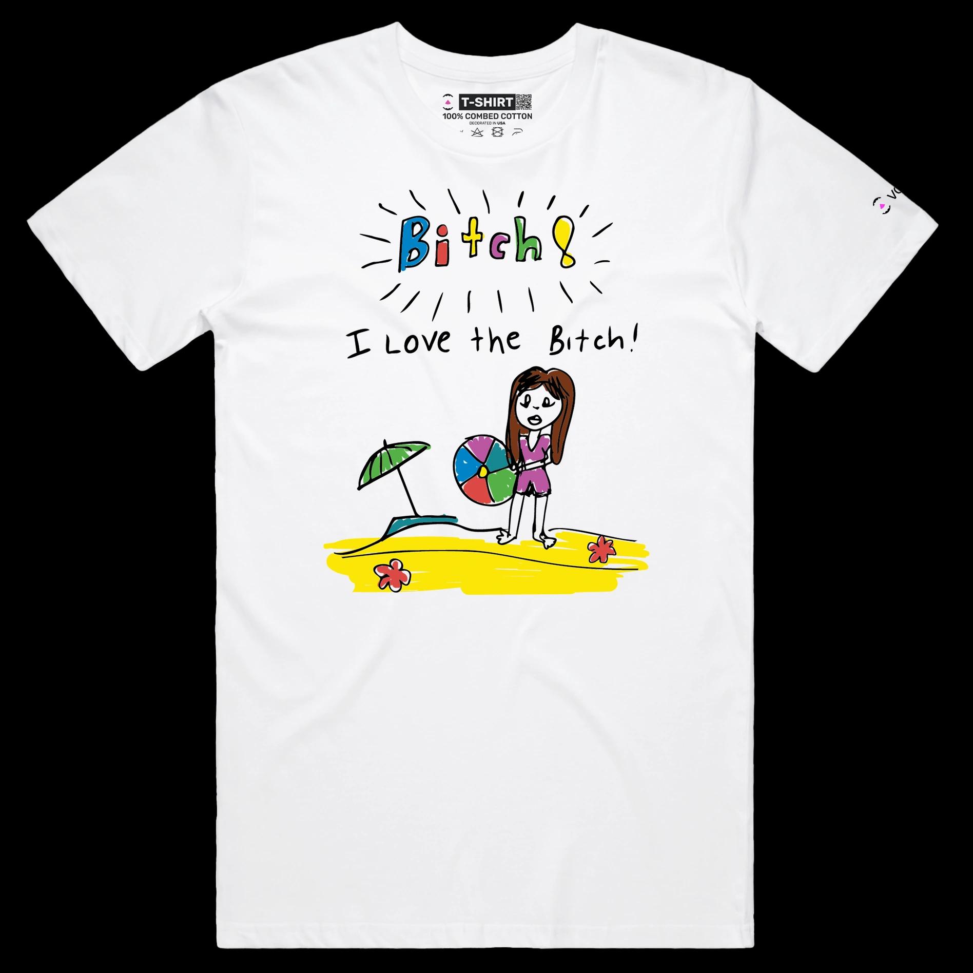 VOICEART White Male Regular Girl on a Beach Funny Shirt Premium Quality Graphic Design Beach Wordplay Tee from Child's View