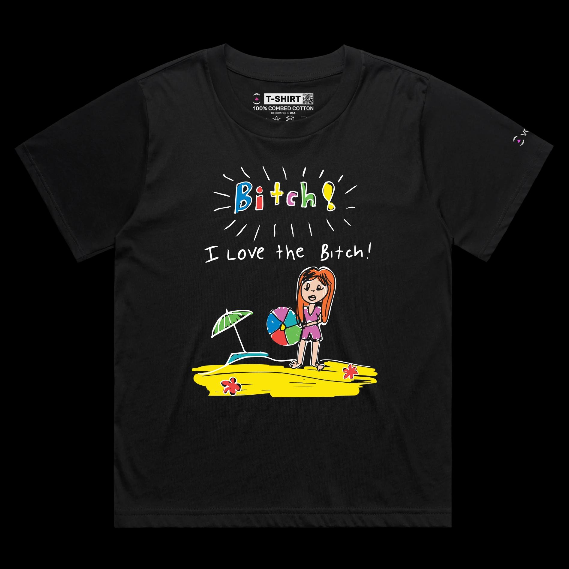 VOICEART Black Female Loose Girl on a Beach Funny Shirt Premium Quality Graphic Design Beach Wordplay Tee from Child's View