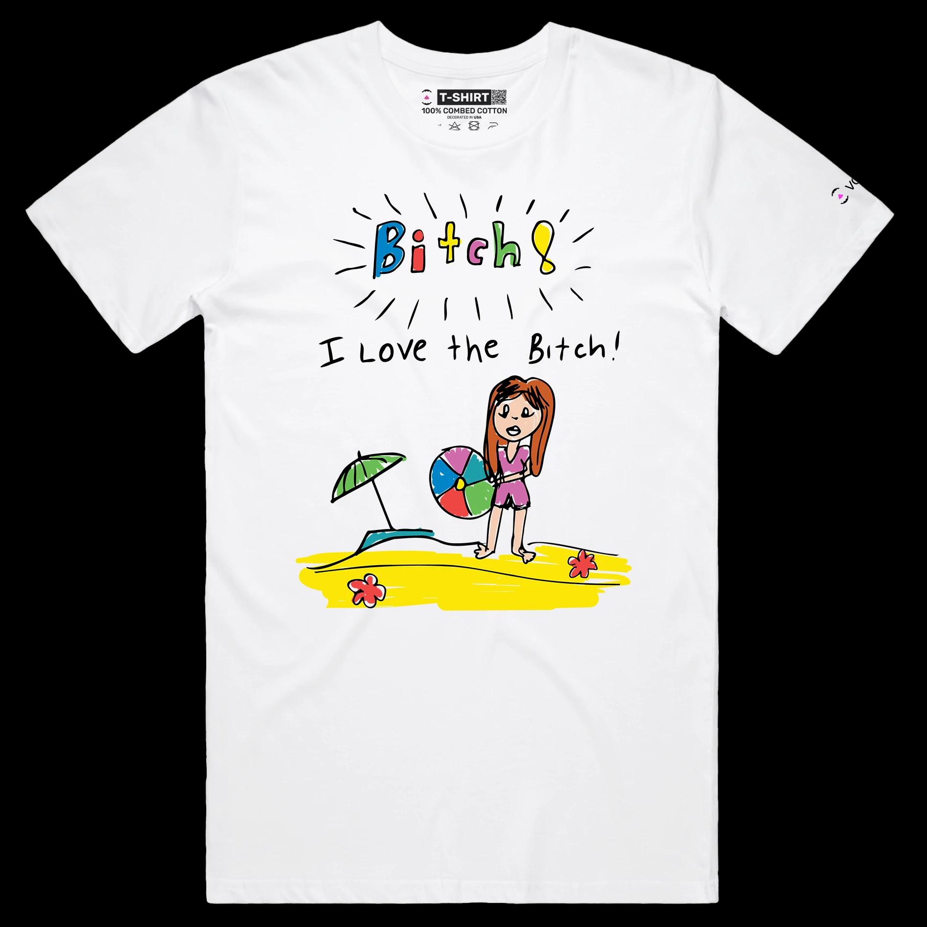 VOICEART White Male Regular Girl on a Beach Funny Shirt Premium Quality Graphic Design Beach Wordplay Tee from Child's View