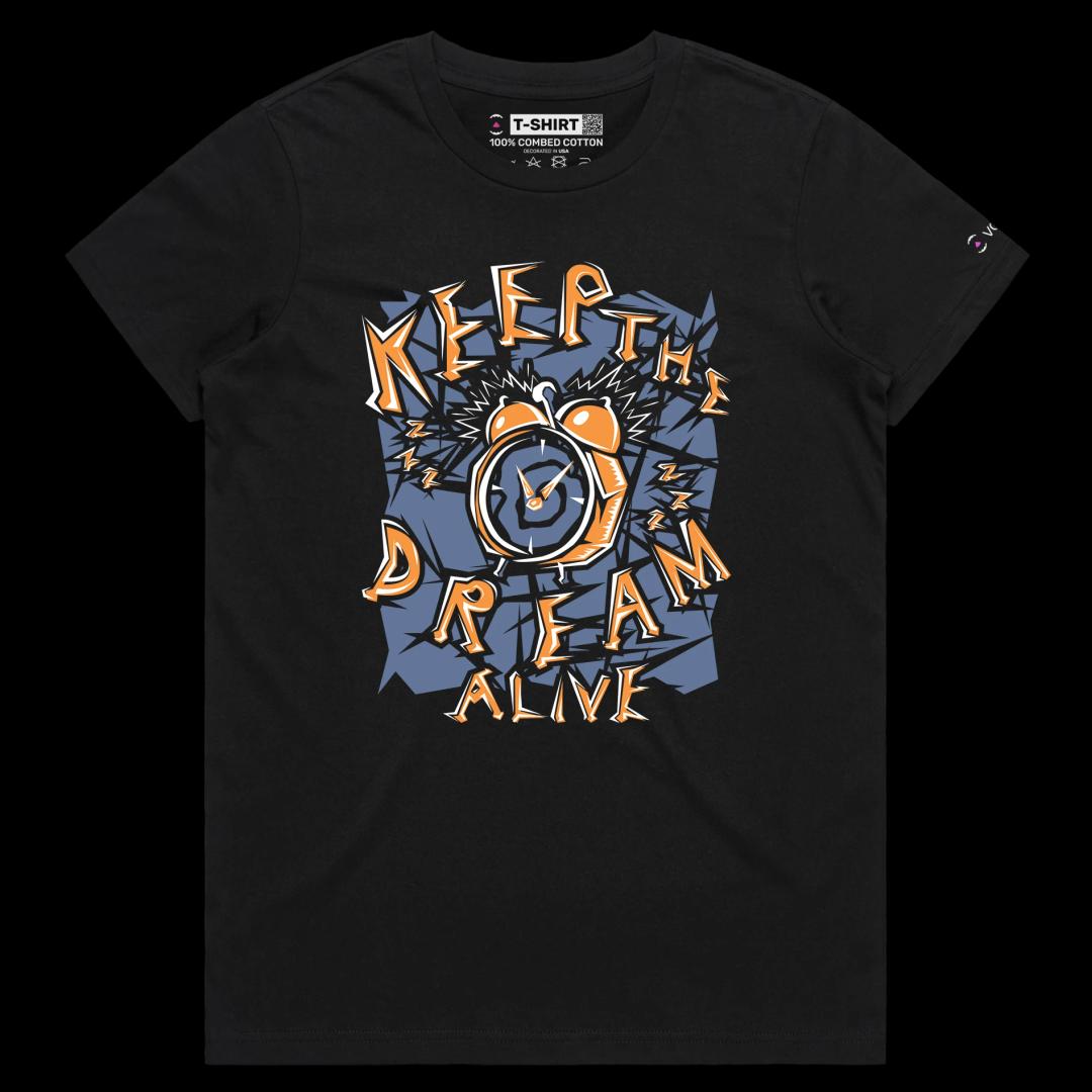 VOICEART Black Female Regular Alarm Clock Snooze Button Funny T-Shirt Premium Quality Graphic Wake Up for Work Tee Play Words