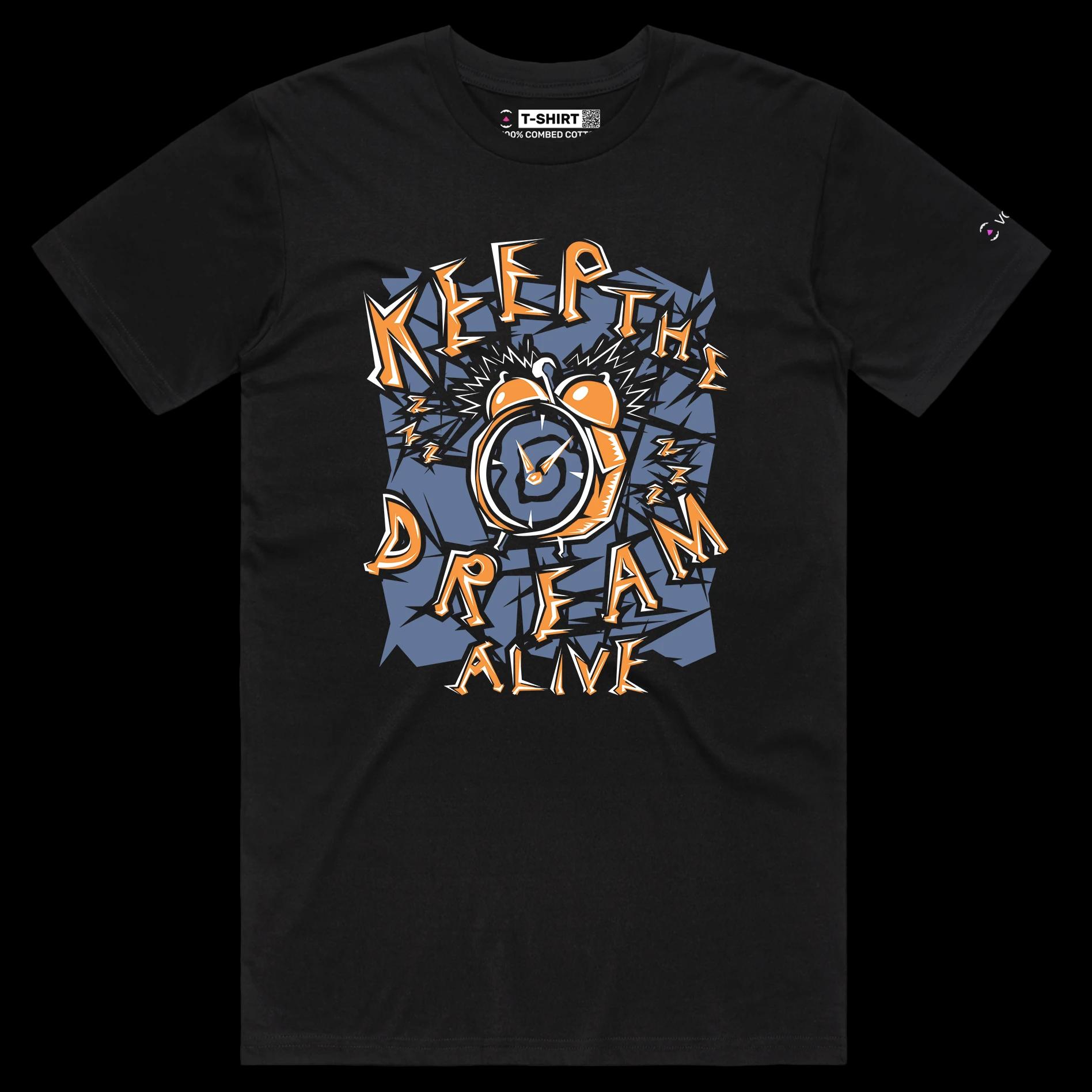 VOICEART Black Male Regular Alarm Clock Snooze Button Funny T-Shirt Premium Quality Graphic Wake Up for Work Tee Play Words