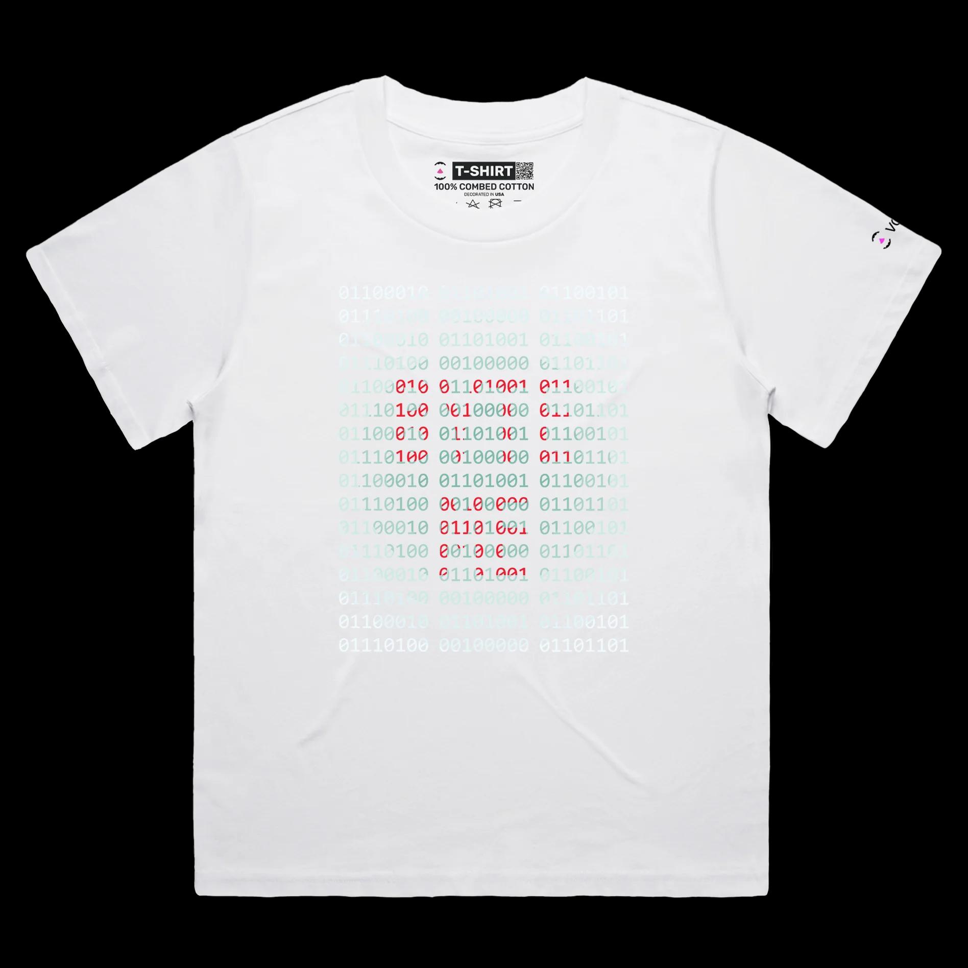VOICEART White Female Loose Bytes on the Screen Technology T-Shirt with Premium Quality Graphic Computer Chip Tee