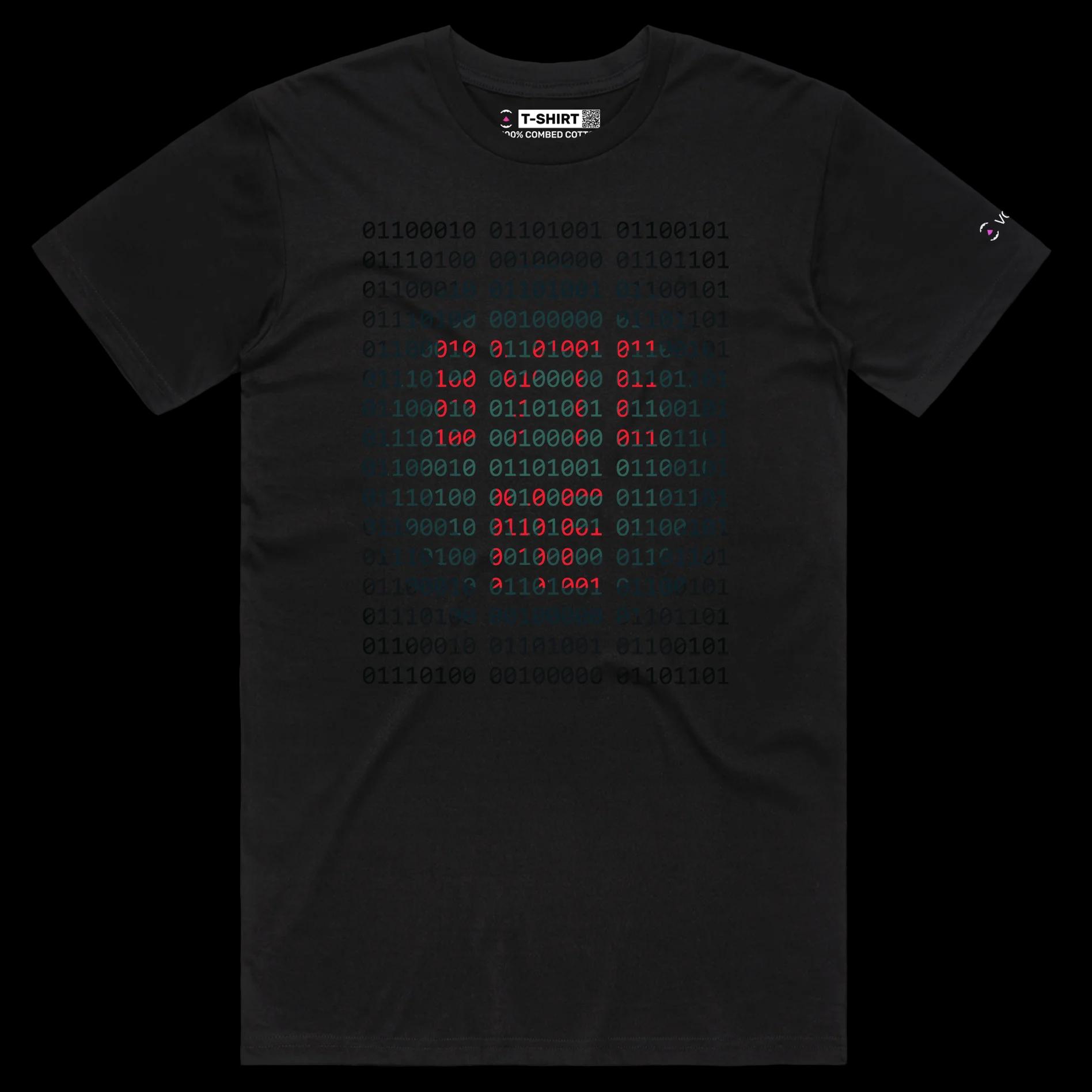 VOICEART Black Male Regular Bytes on the Screen Technology T-Shirt with Premium Quality Graphic Computer Chip Tee