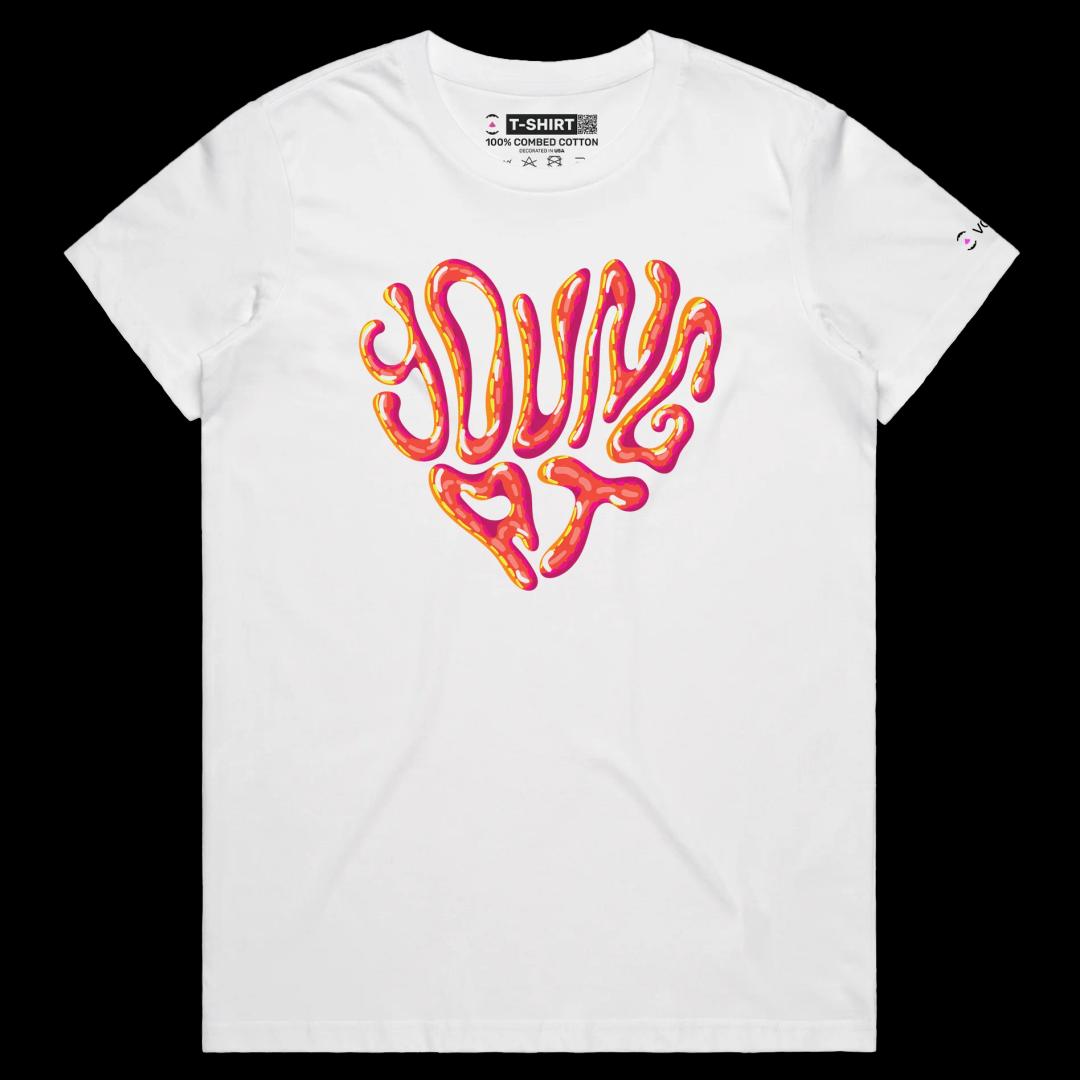 VOICEART White Female Regular Young Heart Lifestyle Shirt Premium Quality Graphic Youthful Motivation Health and Fitness Tee