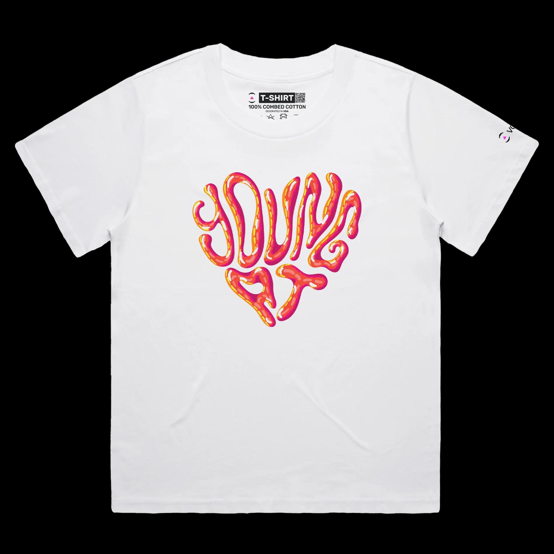 VOICEART White Female Loose Young Heart Lifestyle Shirt Premium Quality Graphic Youthful Motivation Health and Fitness Tee