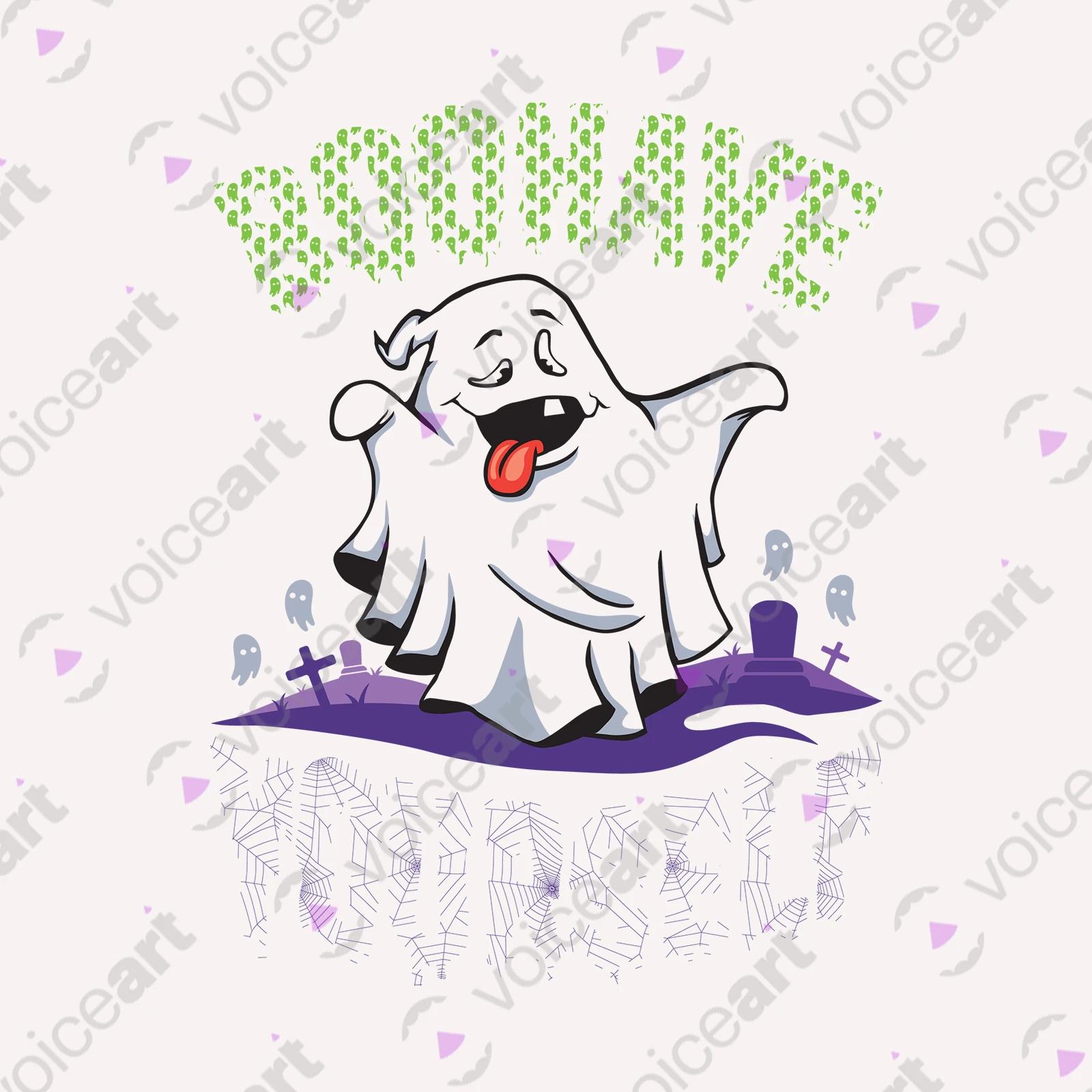 VOICEART White Watermark Crazy Ghost Funny TShirt with Premium Quality Graphic Scary Tee for Holidays with Play on Words