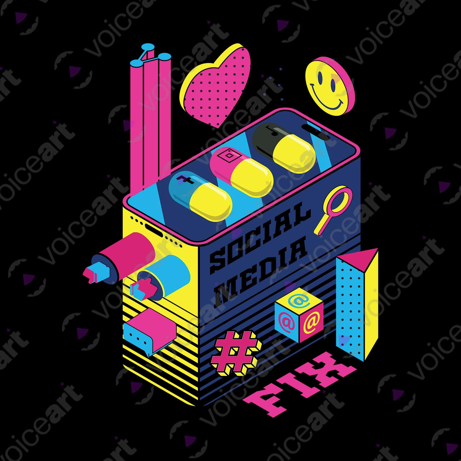 VOICEART White Watermark Social Media Fixation Funny shirt Premium Quality Social Issues Addiction Dark Humor Tee v2