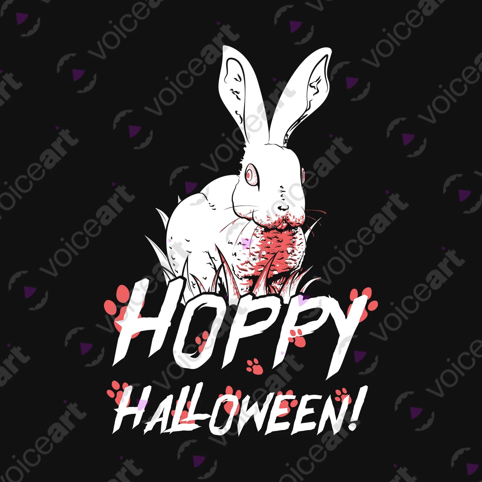VOICEART Black Watermark Creepy Bunny Funny Animals Halloween T-Shirt Premium Graphic Design Happy Holidays Wordplay Tee