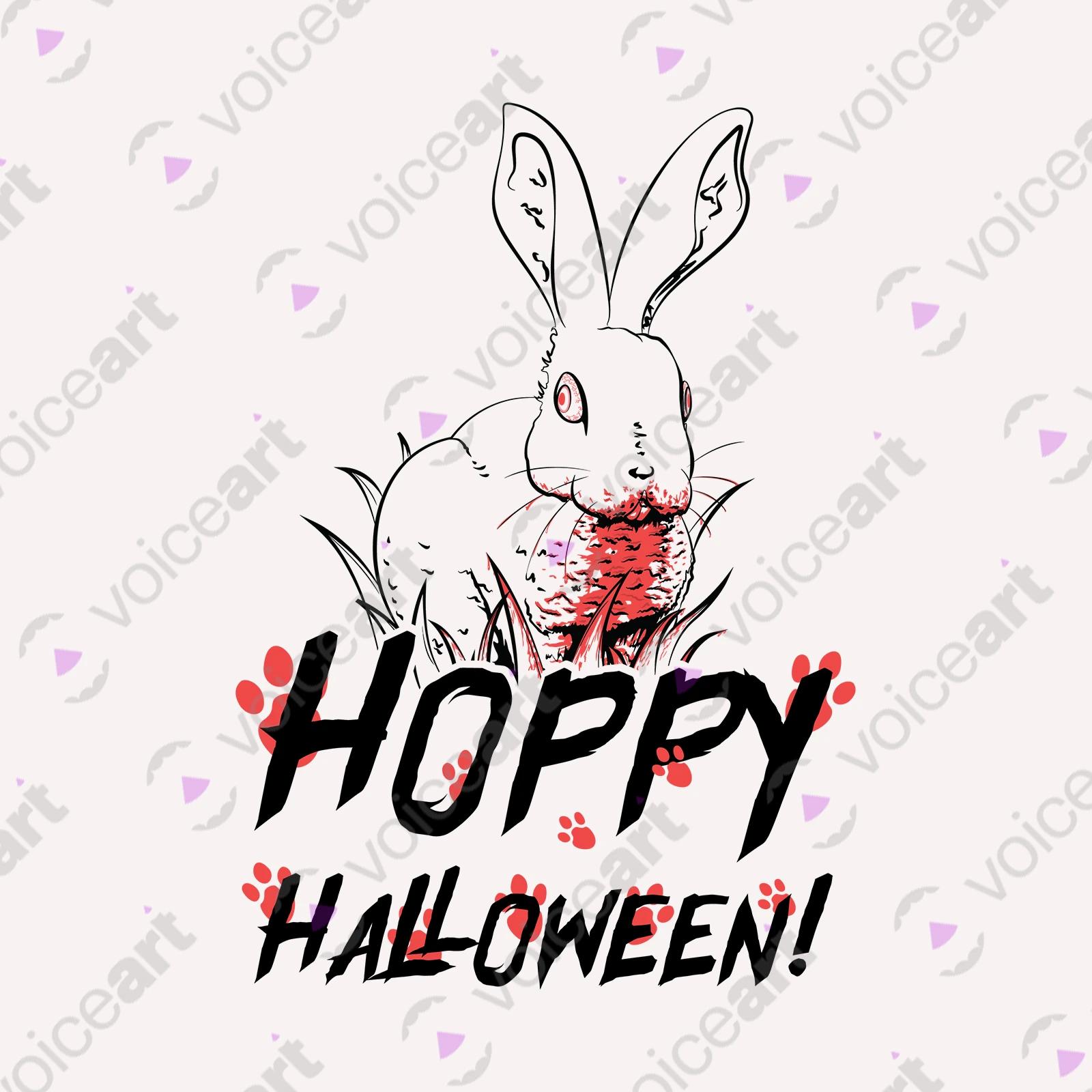 VOICEART White Watermark Creepy Bunny Funny Animals Halloween T-Shirt Premium Graphic Design Happy Holidays Wordplay Tee