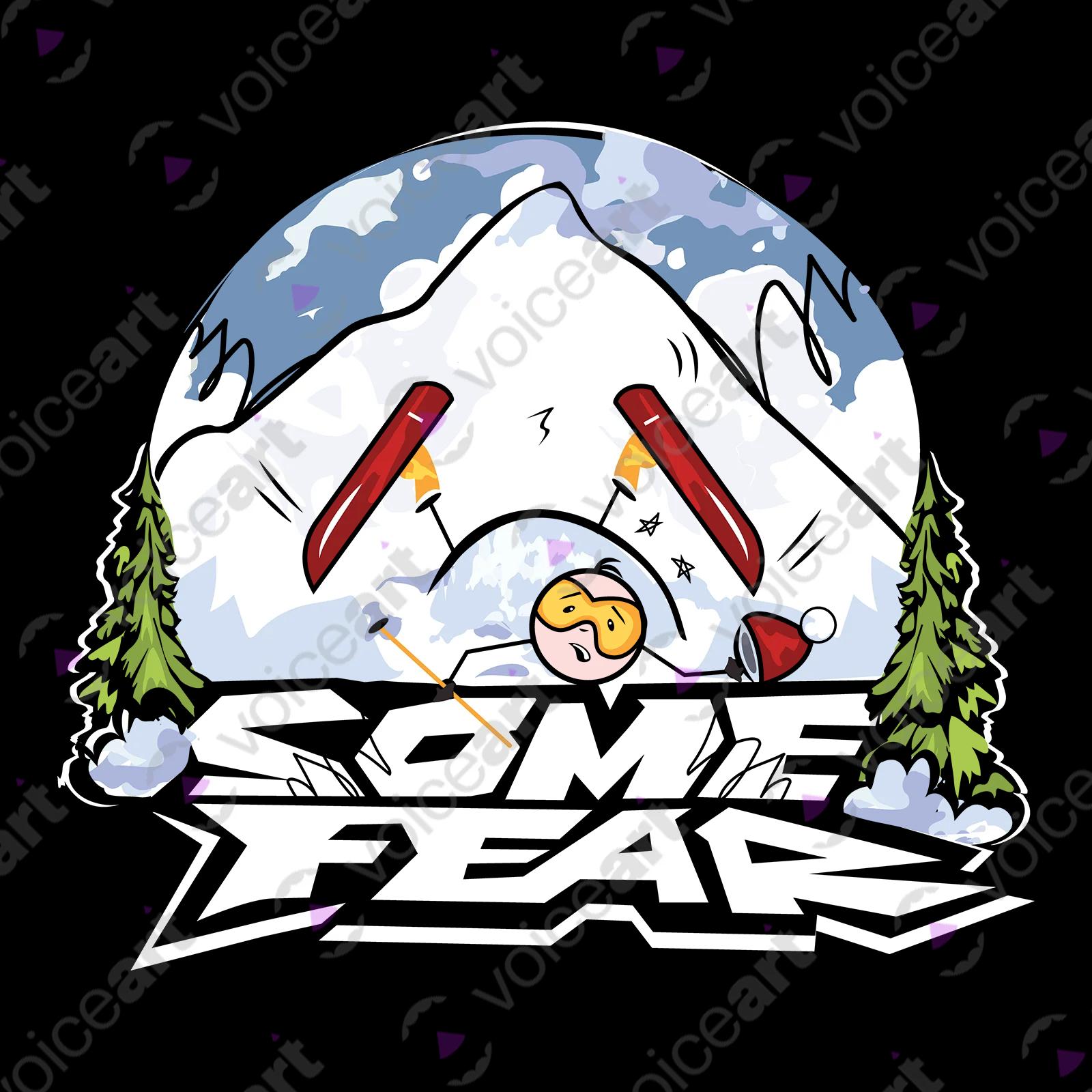 VOICEART Black Watermark Fear from Skiing Sports T-Shirt Premium Quality Dangerous Winter Sport Tee with Play on Words