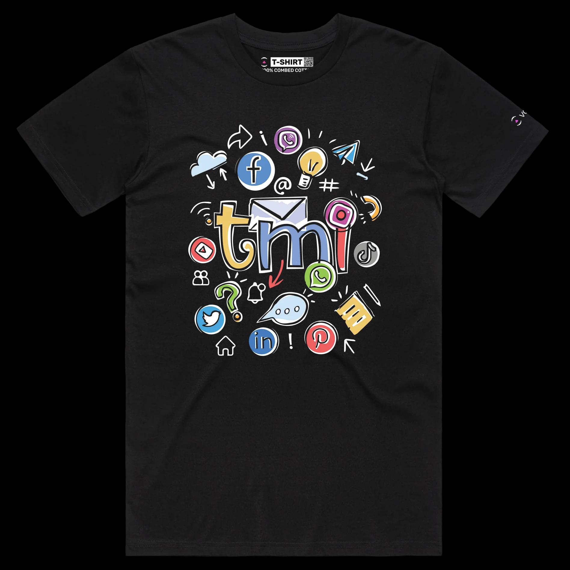 VOICEART Black Male Regular Overwhelmed by Technology Funny IT T-Shirt with Premium Quality Graphic Tee for Office Work