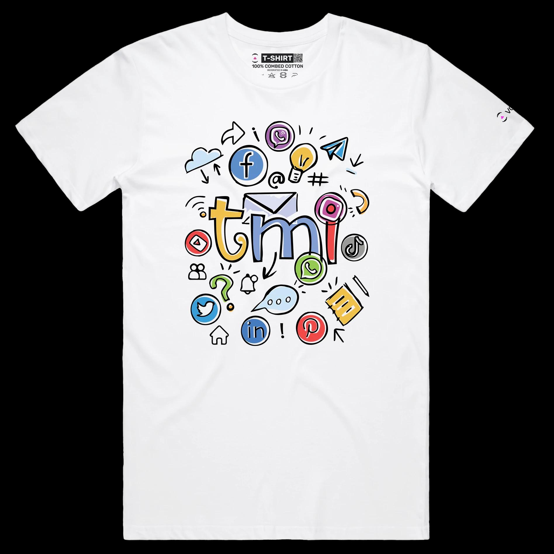 VOICEART White Male Regular Overwhelmed by Technology Funny IT T-Shirt with Premium Quality Graphic Tee for Office Work