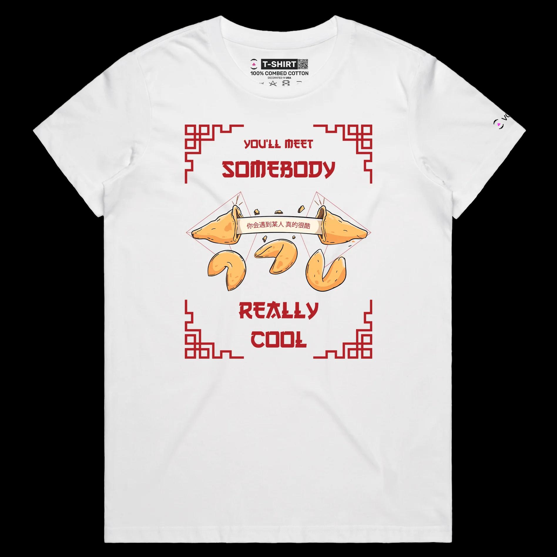 VOICEART White Female Regular Asian Food Funny T-Shirt Premium Quality Graphic Design Chinese Cuisine Kung Pao Chicken Tee
