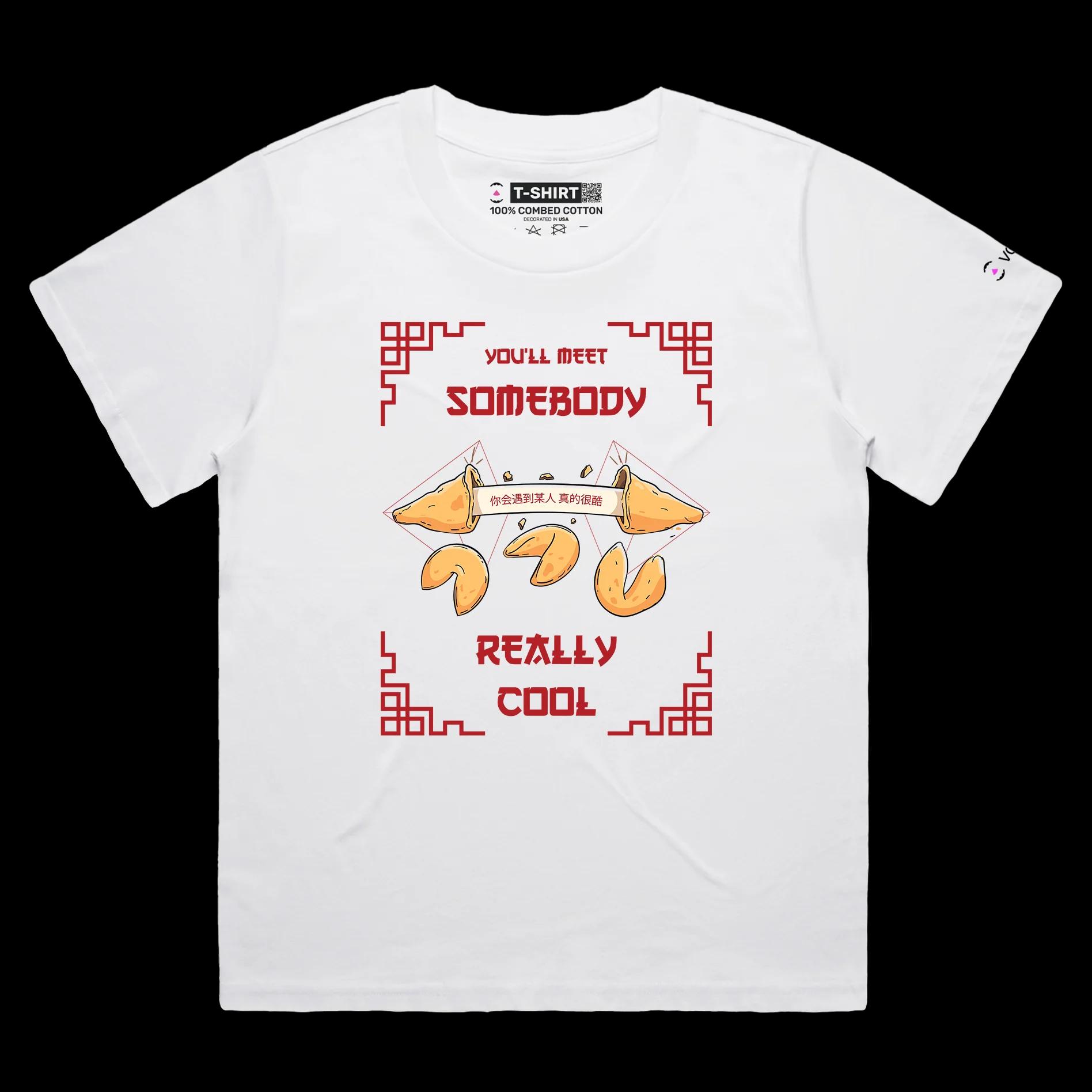 VOICEART White Female Loose Asian Food Funny T-Shirt Premium Quality Graphic Design Chinese Cuisine Kung Pao Chicken Tee