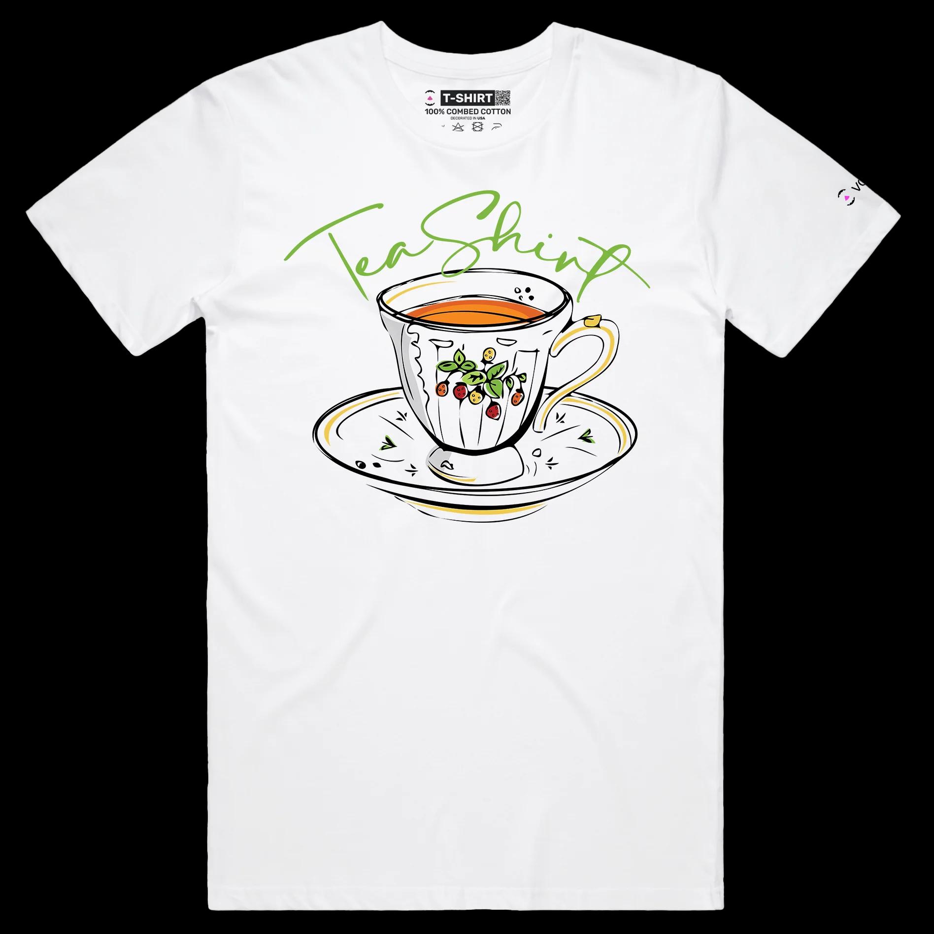 VOICEART White Male Regular Cup of Tea Funny T-Shirt with Premium Quality Graphic Design Clever Wordplay Humor Tee