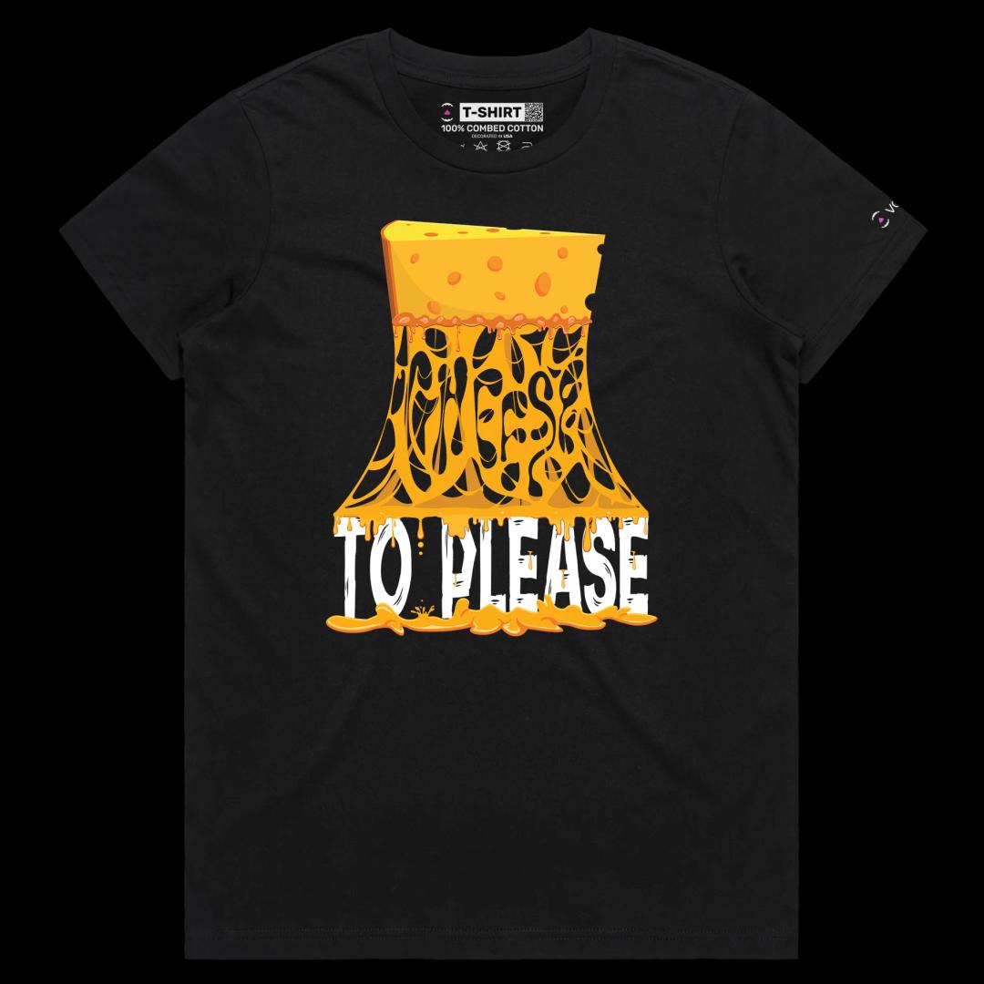 VOICEART Black Female Regular Swiss Cheese Funny T-Shirt Premium Quality Graphic and Design Food Themed Cheesy Wordplay Tee