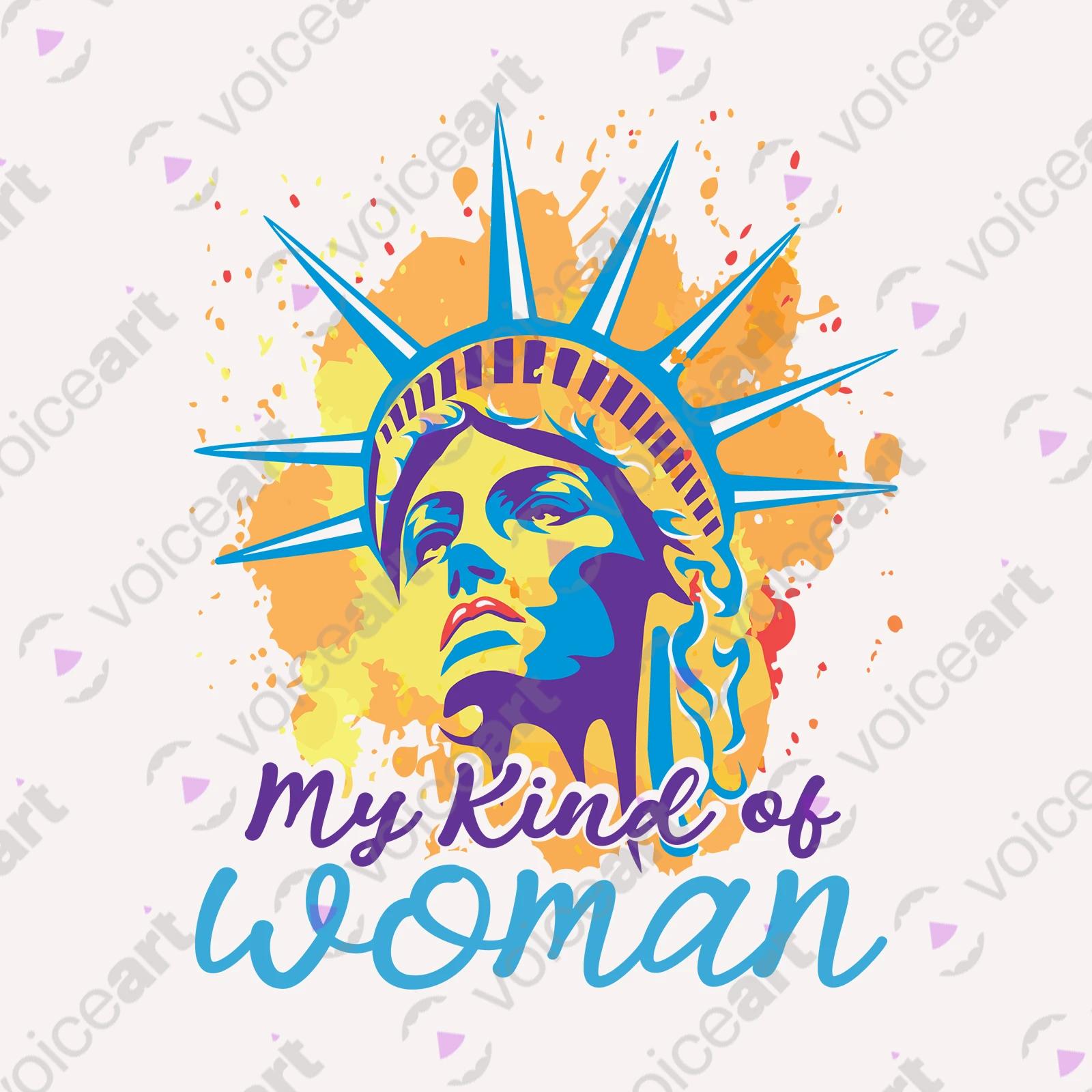 VOICEART White Watermark Statue of Liberty Funny T-Shirt Premium Quality USA Beacon of Light and Freedom Patriotic Tee