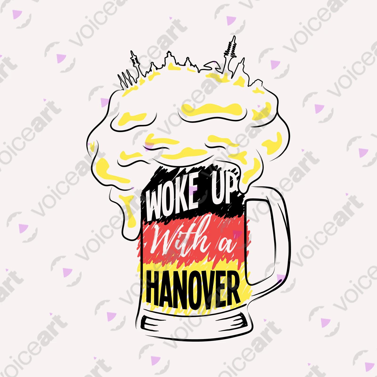 VOICEART White Watermark Glass of Beer with German Flag Funny Shirt Premium Quality Waking Up with Hangover Wordplay Tee