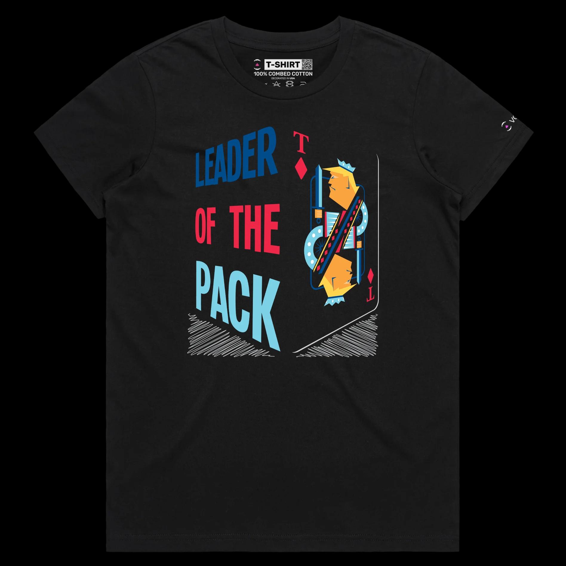 VOICEART Black Female Regular President Donald Trump King of Diamonds Funny Political T-Shirt Premium Leader of the Pack
