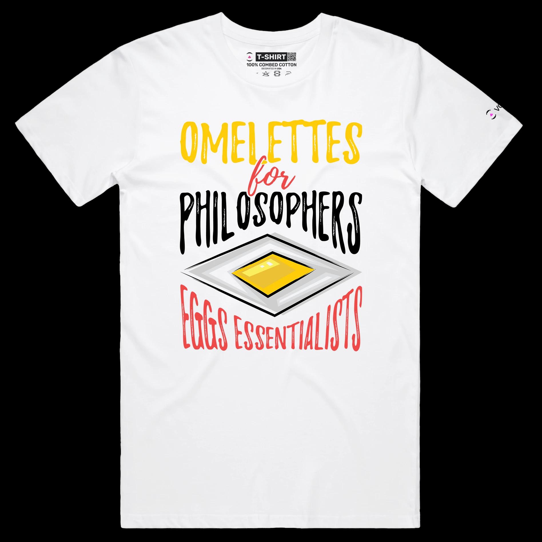 VOICEART White Male Regular Eggs Philosophy Funny TShirt with Premium Graphic Design Scrambled Existentialism Wordplay Tee