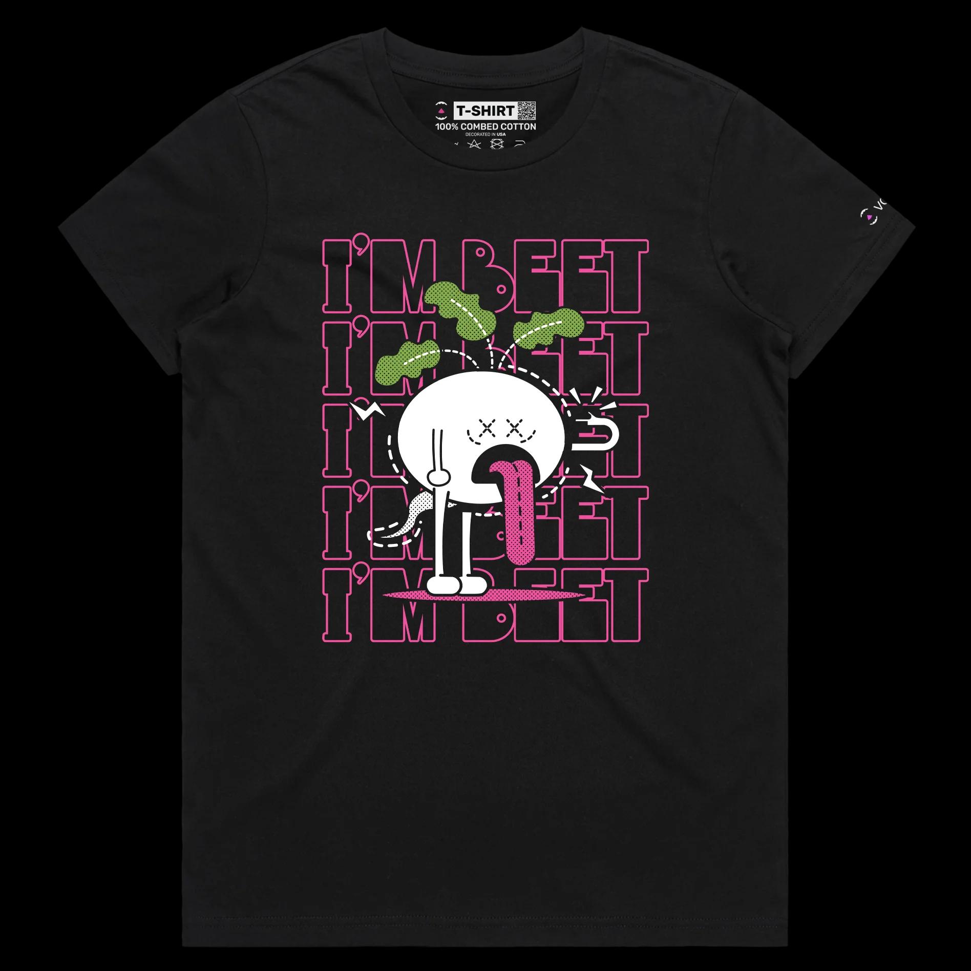 VOICEART Black Female Regular Tired Beetroot Plant Funny T-Shirt Premium Quality Vibrant Vegetables Tee with Play on Words