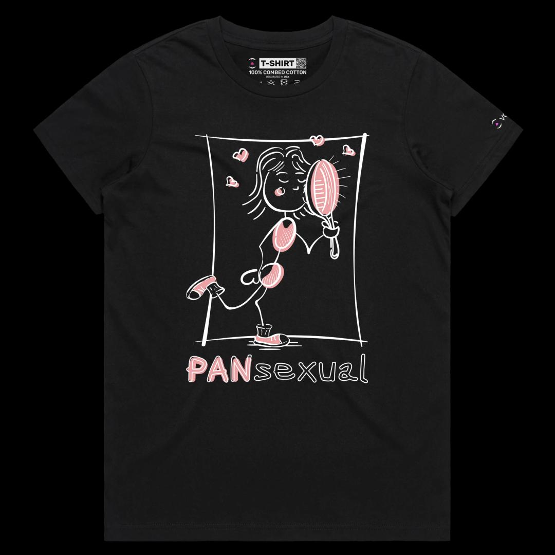 VOICEART Black Female Regular In Love with Good Cuisine Funny Shirt Premium Quality Graphic Design Kissing the Frying Pan Tee