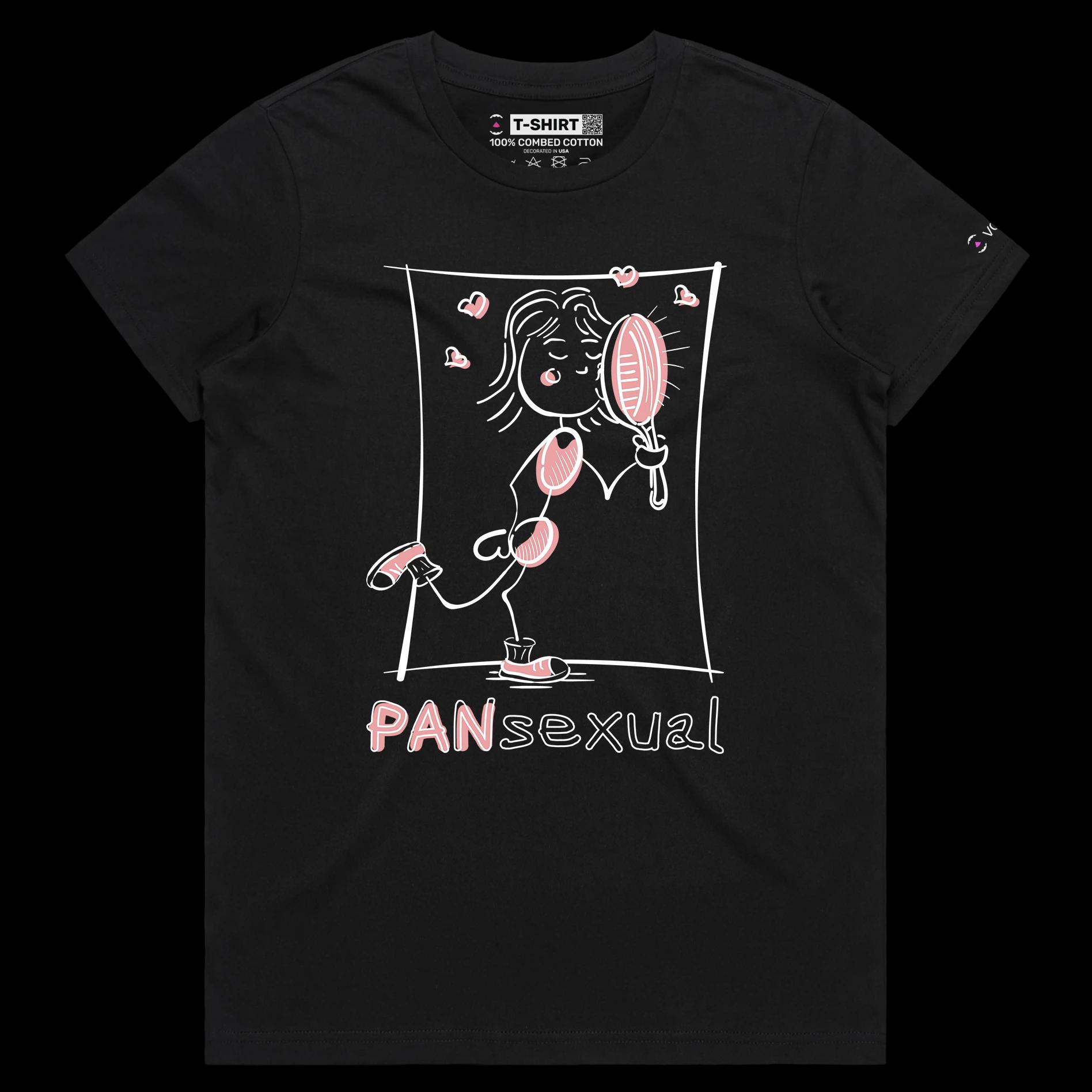 VOICEART Black Female Regular In Love with Good Cuisine Funny Shirt Premium Quality Graphic Design Kissing the Frying Pan Tee