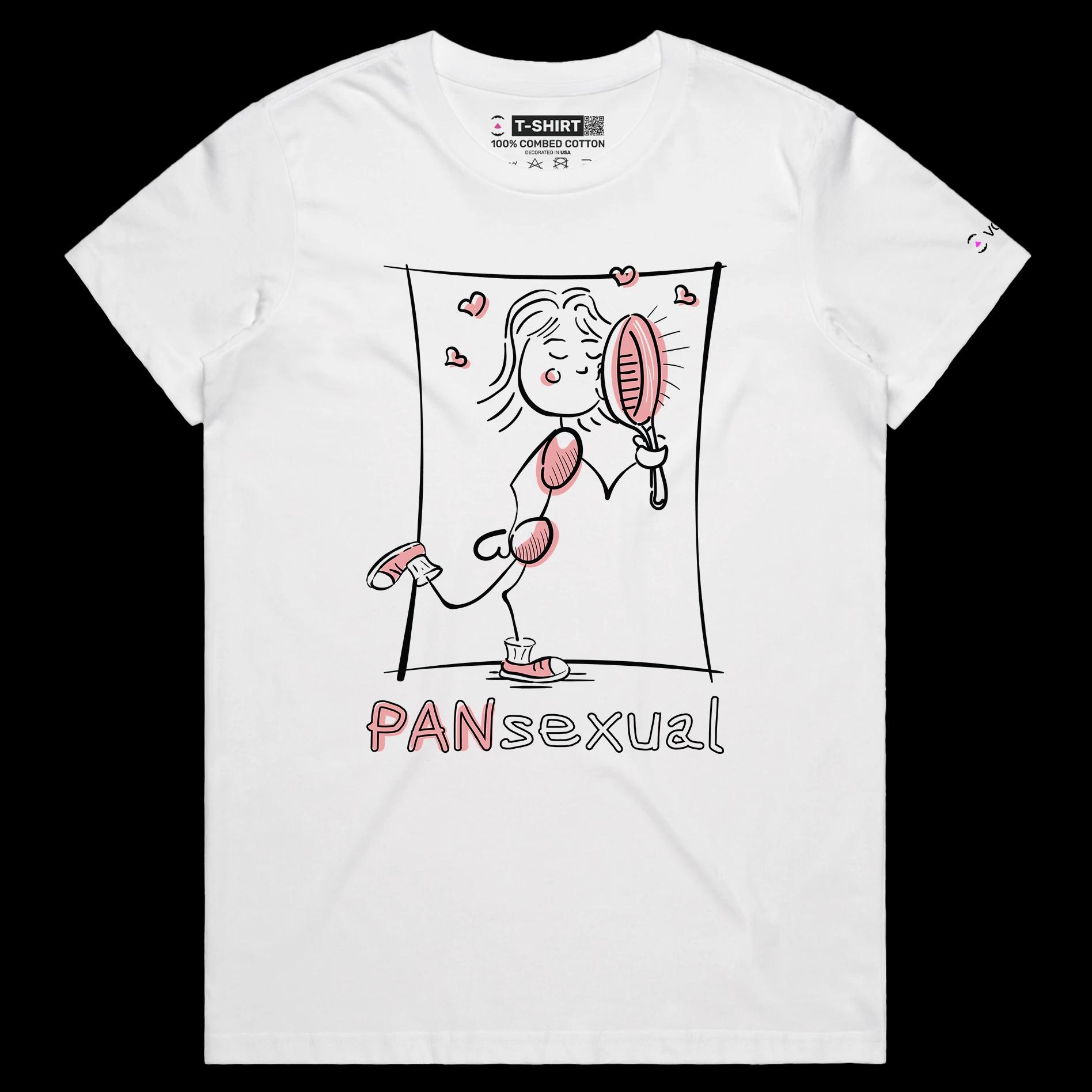 VOICEART White Female Regular In Love with Good Cuisine Funny Shirt Premium Quality Graphic Design Kissing the Frying Pan Tee