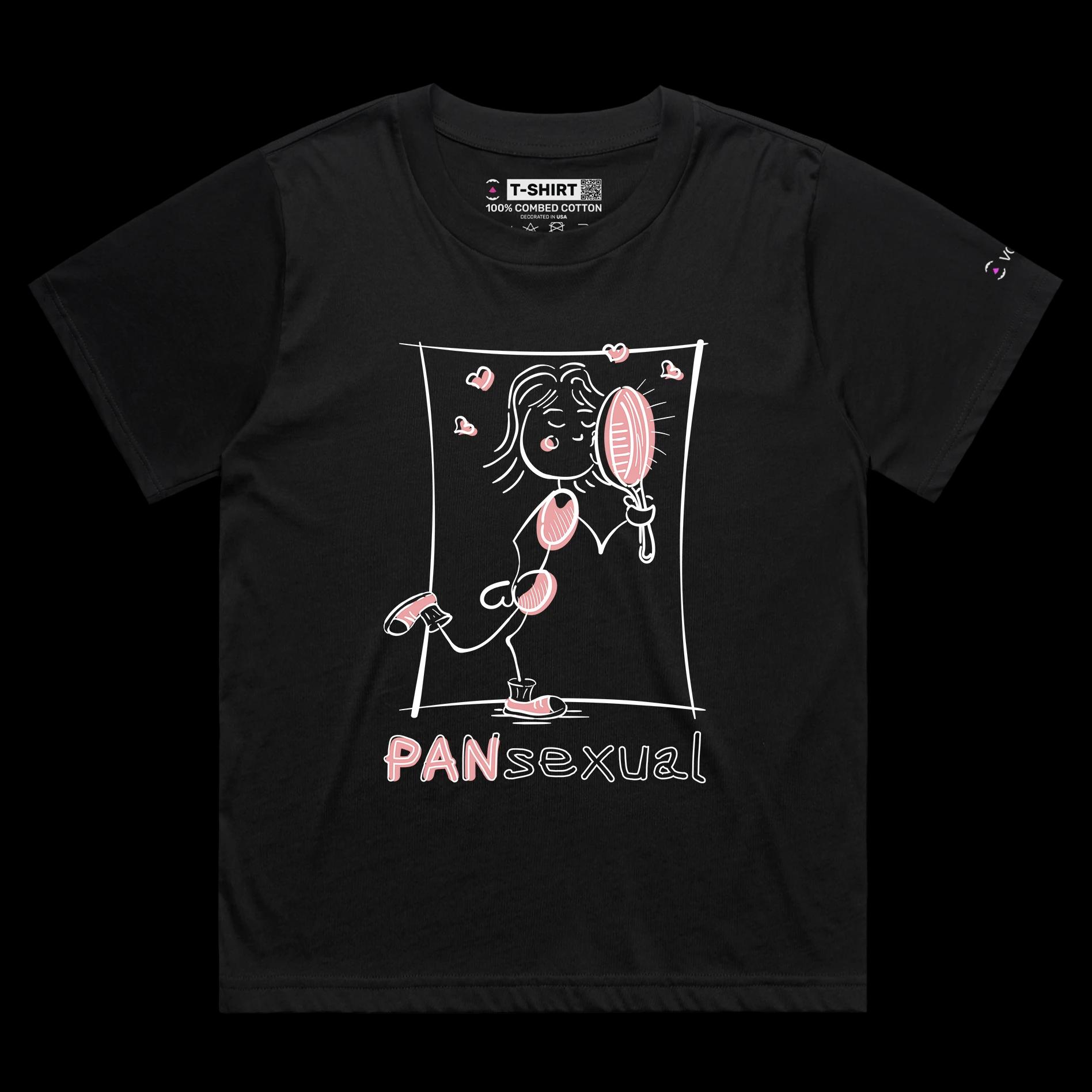 VOICEART Black Female Loose In Love with Good Cuisine Funny Shirt Premium Quality Graphic Design Kissing the Frying Pan Tee