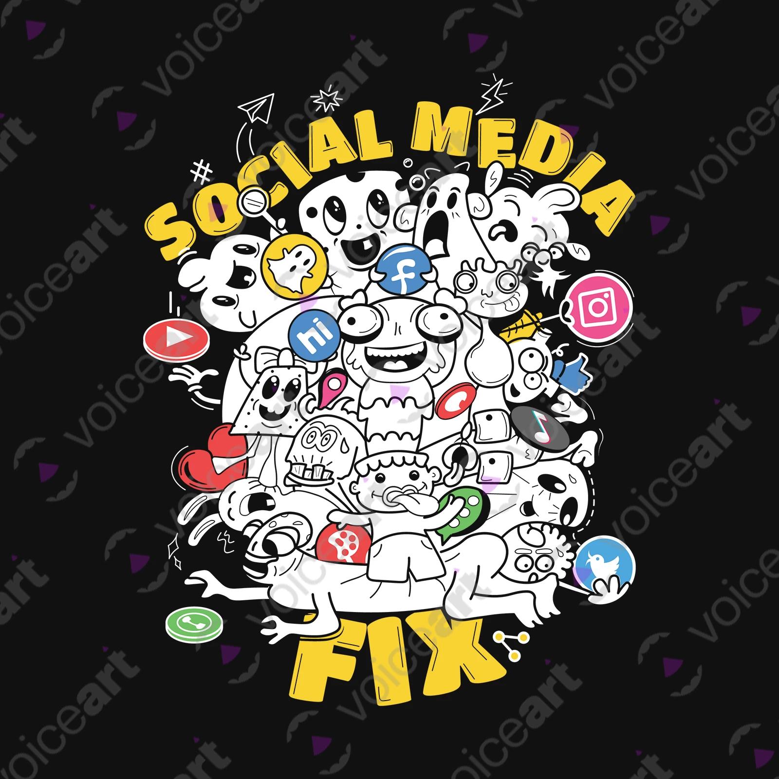 VOICEART Black Watermark Social Media Fixation Funny shirt Premium Quality Social Issues Addiction Dark Humor Tee v1