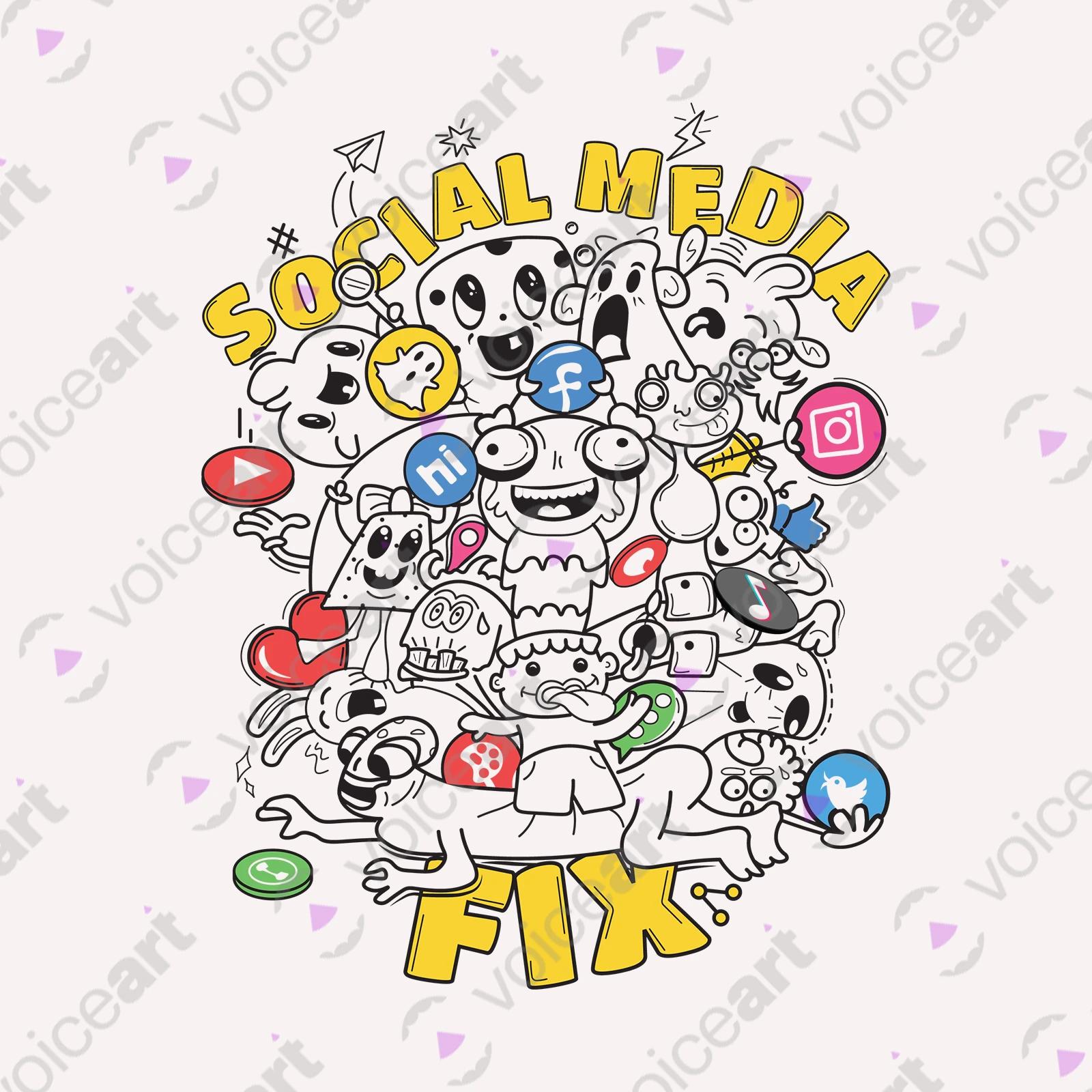 VOICEART White Watermark Social Media Fixation Funny shirt Premium Quality Social Issues Addiction Dark Humor Tee v1