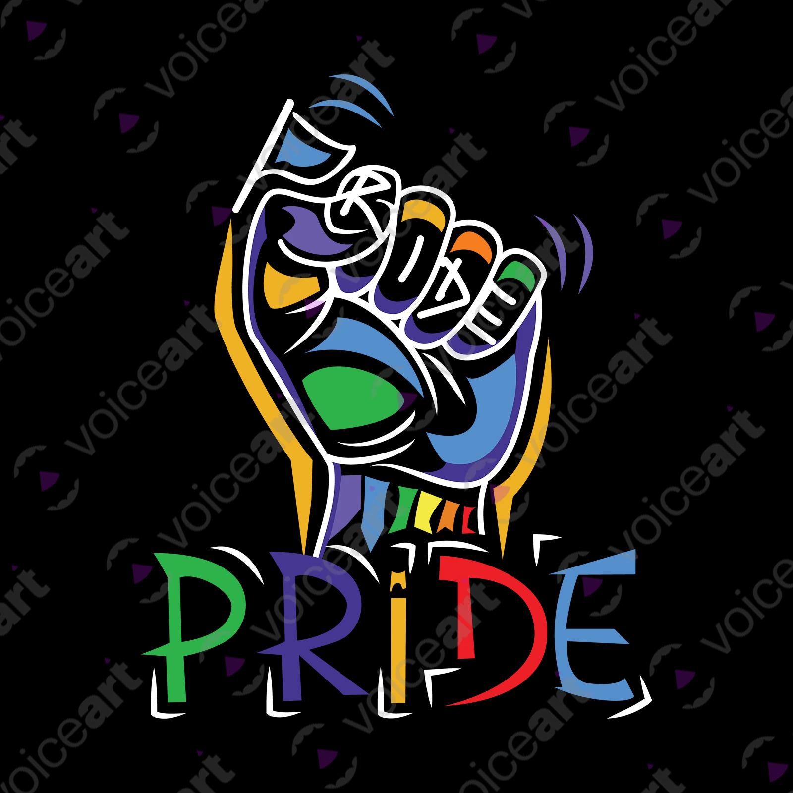 VOICEART Black Watermark Rainbow Fist Gay Lifestyle Shirt with Premium Quality Graphic Design LGBTQ Alliance Pride Tee