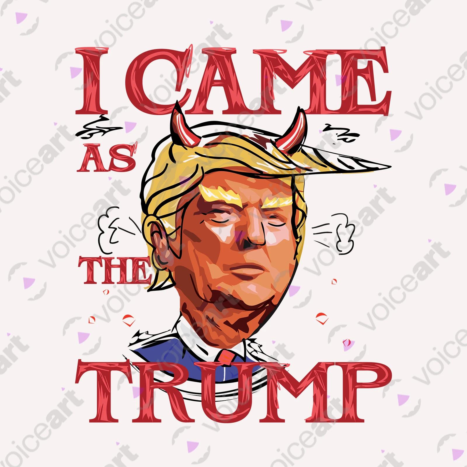 VOICEART White Watermark Horny Donald Trump Devil Halloween TShirt Premium Graphic Funny Wordplay Political Tee