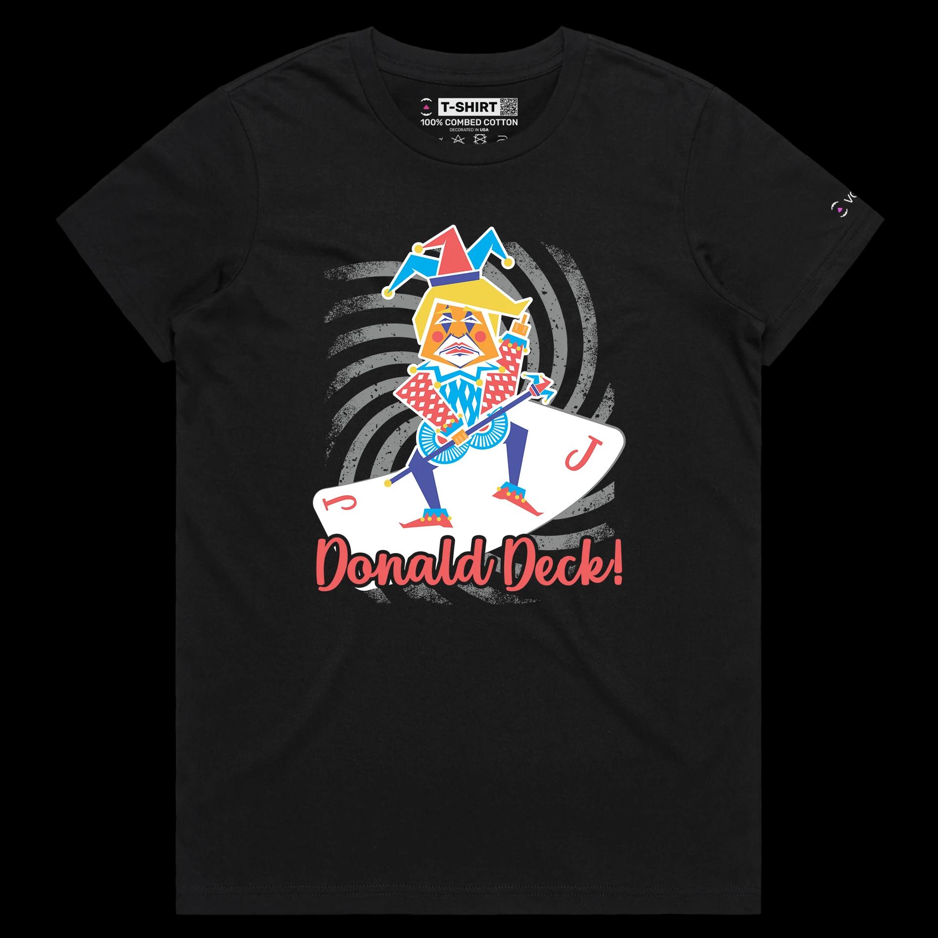 VOICEART Black Female Regular President Donald Trump Jester Playing Cards Funny Political T-Shirt Premium Deck Wordplay Tee