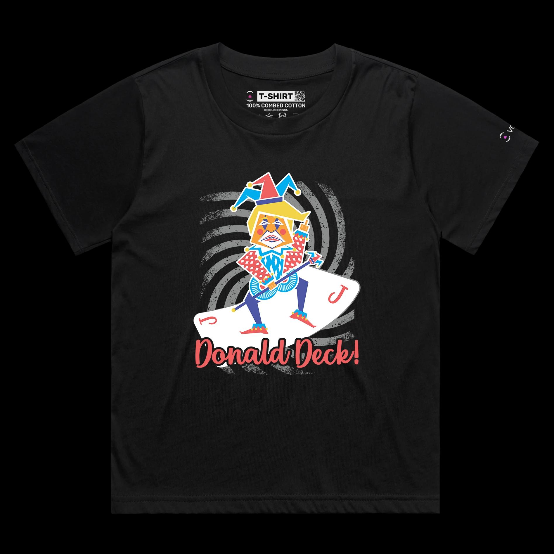 VOICEART Black Female Loose President Donald Trump Jester Playing Cards Funny Political T-Shirt Premium Deck Wordplay Tee