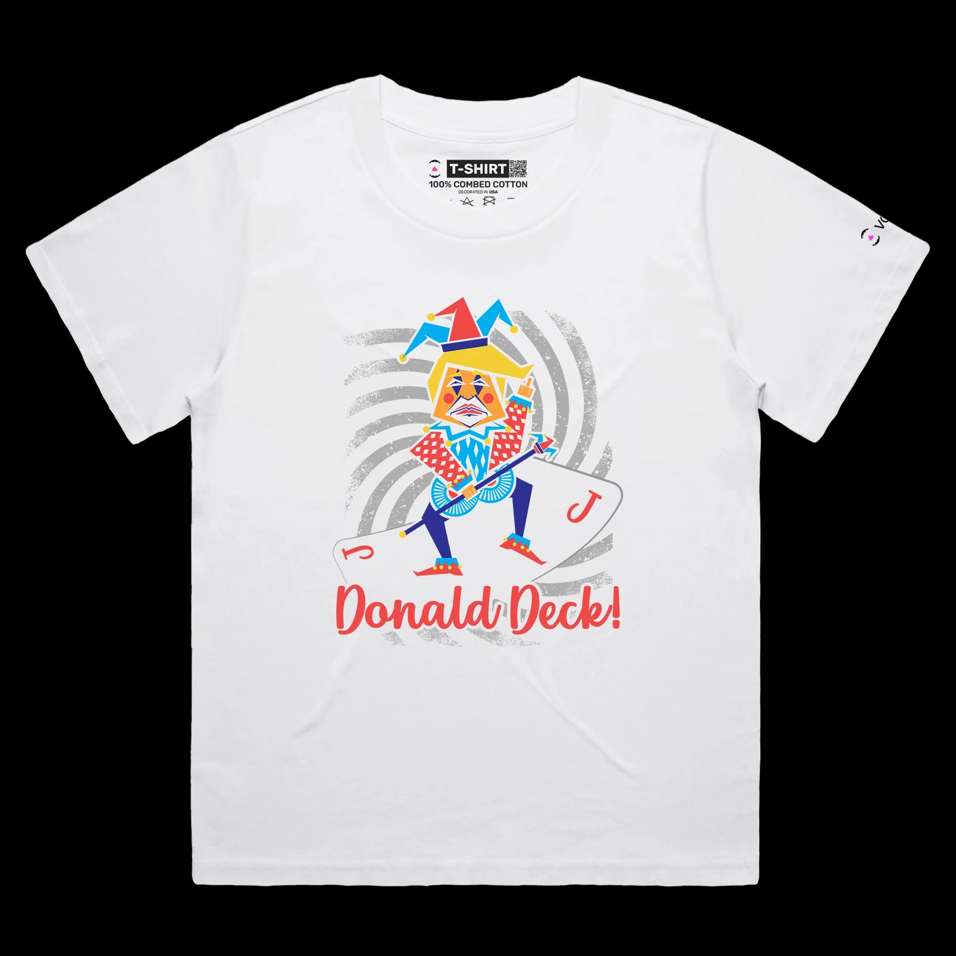 VOICEART White Female Loose President Donald Trump Jester Playing Cards Funny Political T-Shirt Premium Deck Wordplay Tee