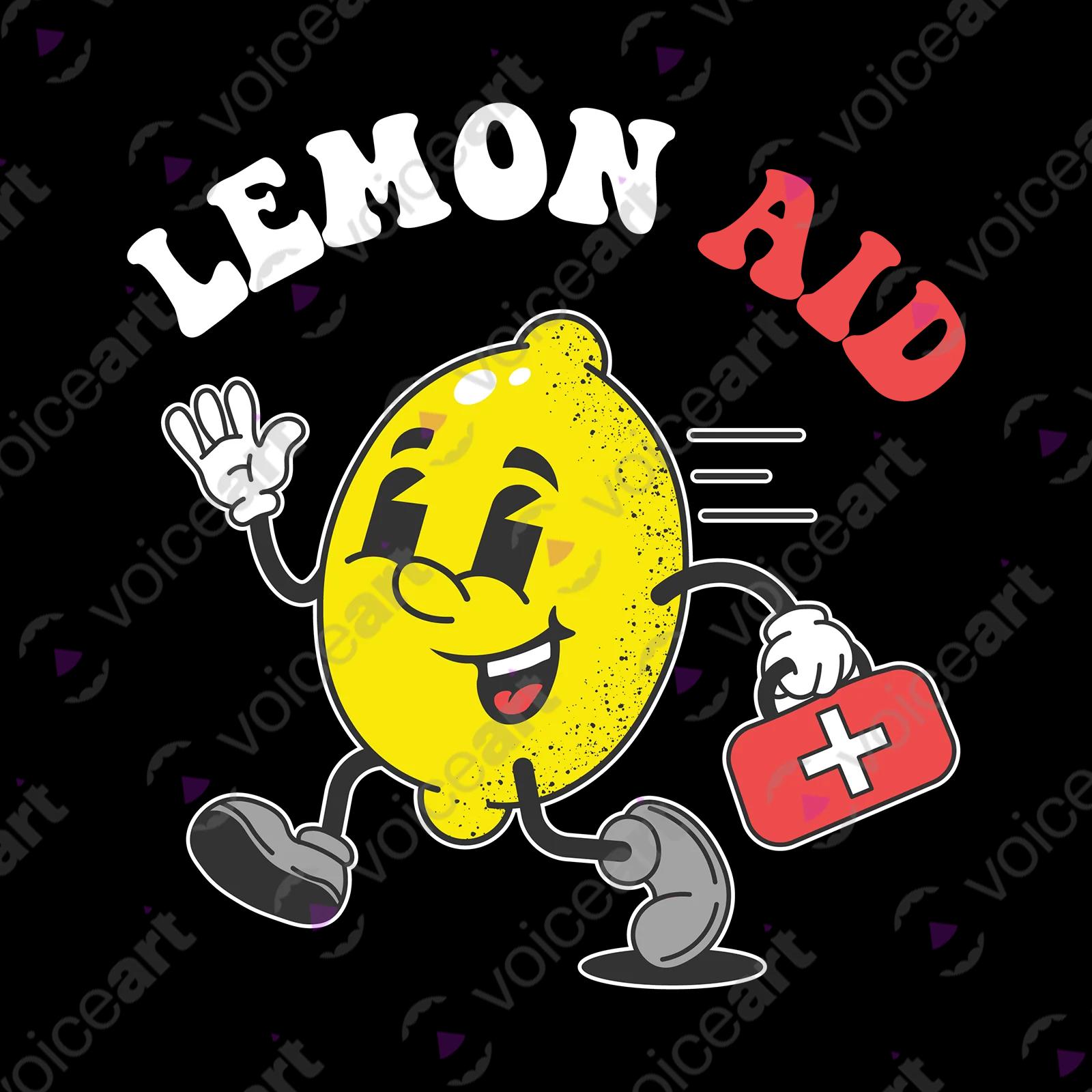 VOICEART Black Watermark Lemon First Aid Kit Funny T-Shirt Premium Quality Graphic Lemonade Tee Clever Play on Words