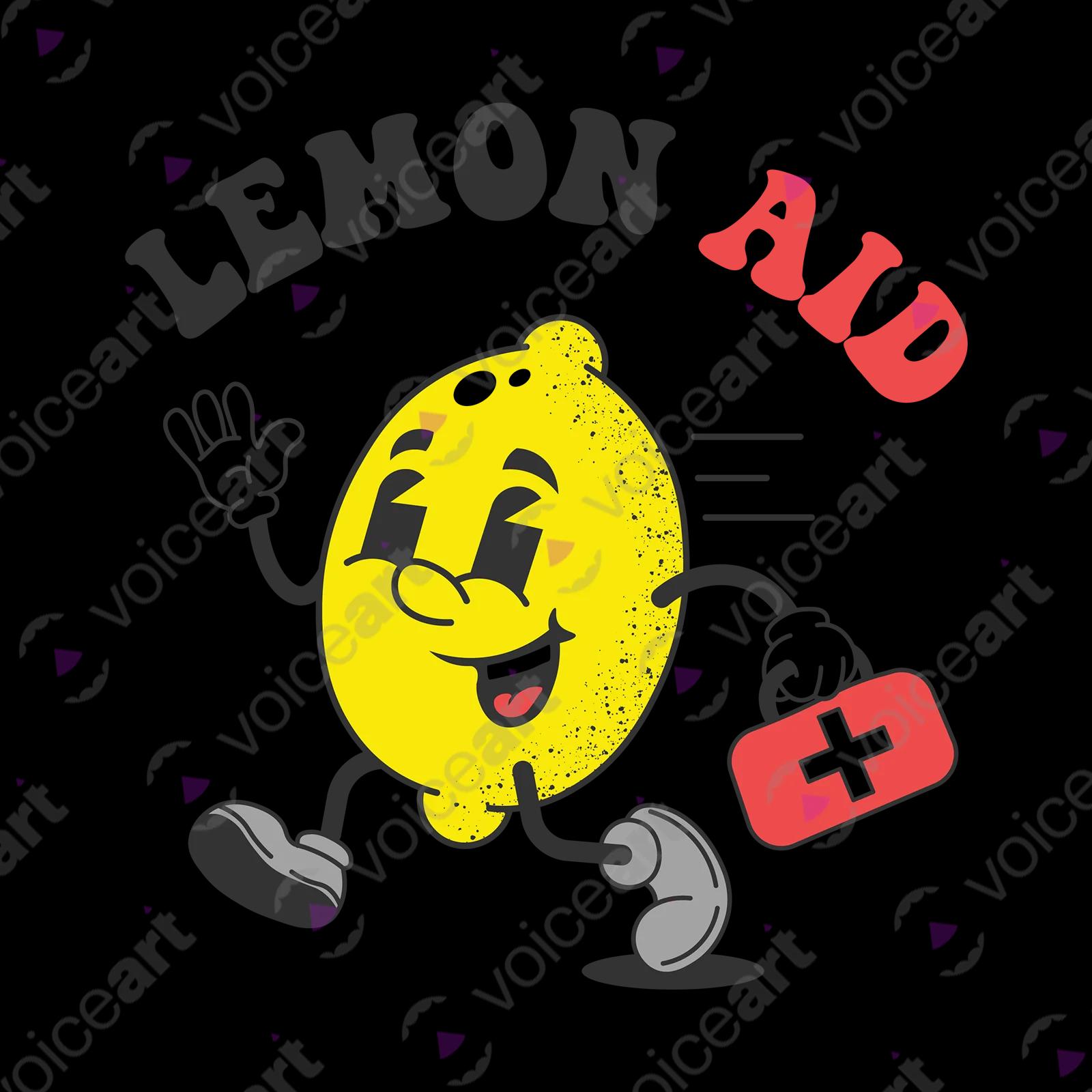 VOICEART White Watermark Lemon First Aid Kit Funny T-Shirt Premium Quality Graphic Lemonade Tee Clever Play on Words