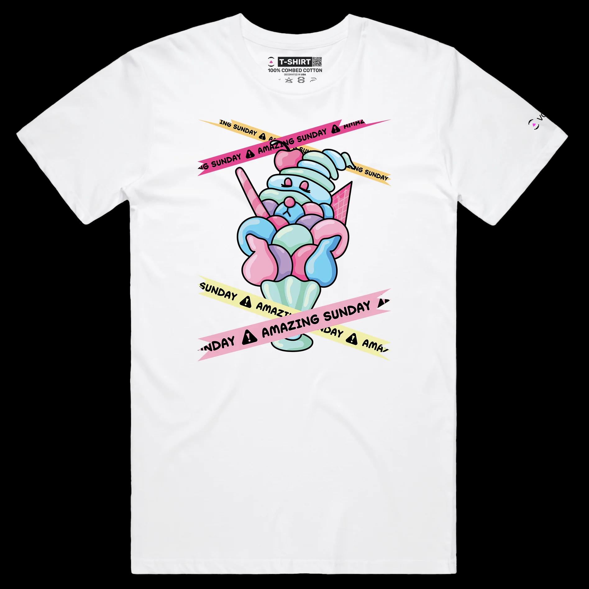 VOICEART White Male Regular Sunday Ice Cream Funny TShirt Premium Quality Graphic and Design Glorious Dessert Wordplay Tee