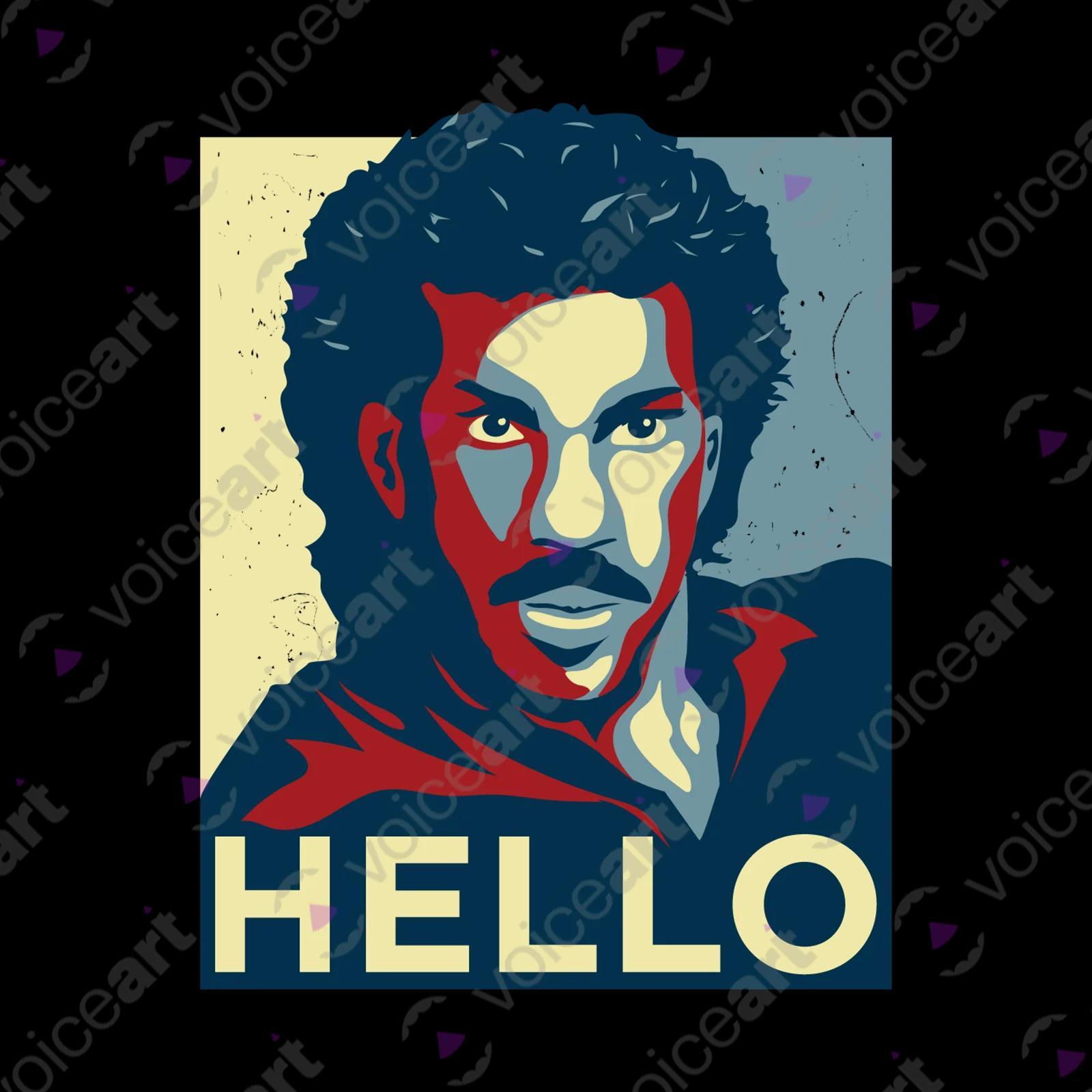 VOICEART White Watermark Richie Popular Music T-Shirt with Premium Quality Graphic Hello Worldwide Song Hits Clever Tee