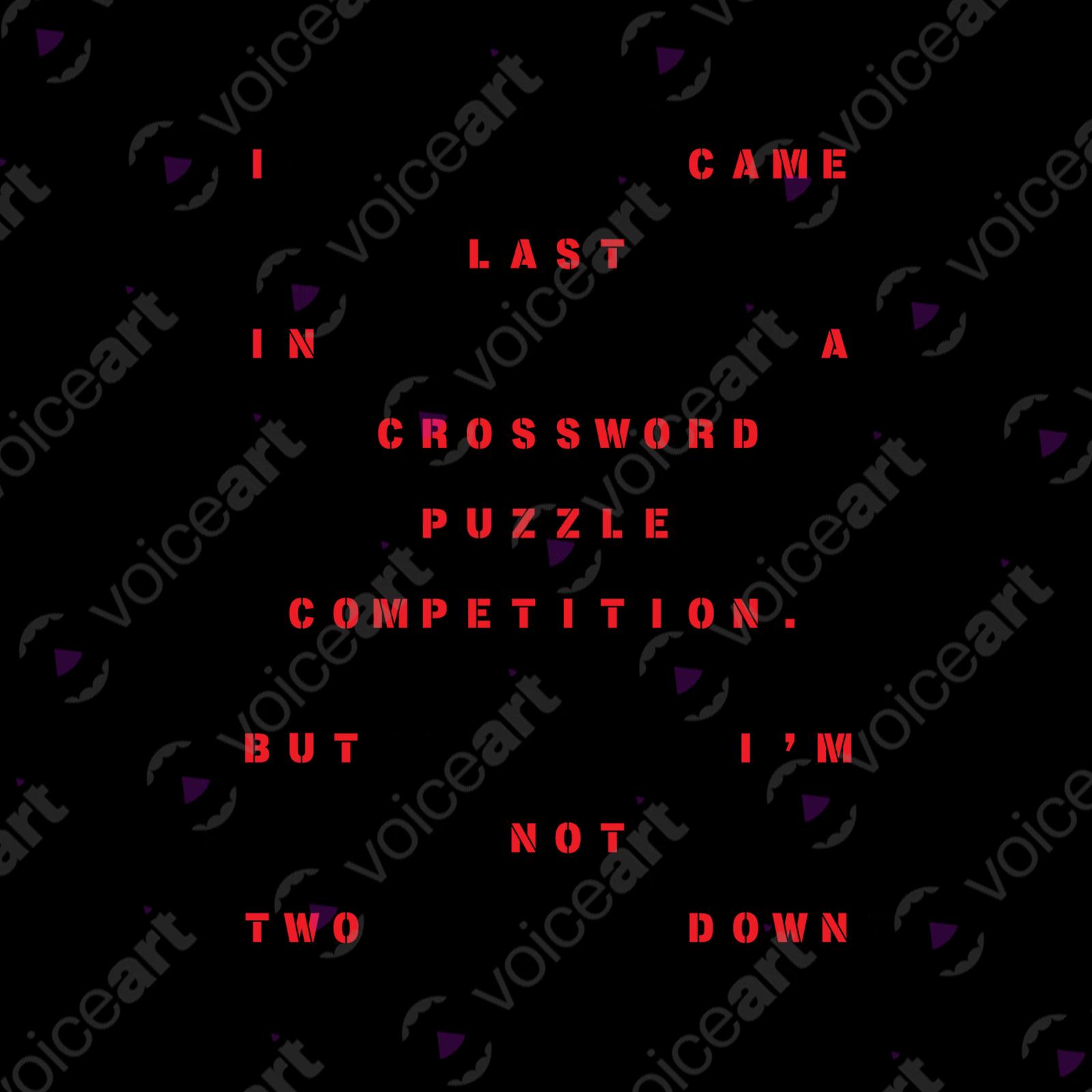 VOICEART White Watermark Crossword Puzzle Funny T-Shirt with Premium Quality Graphic Design Wordplay Competition Tee v2