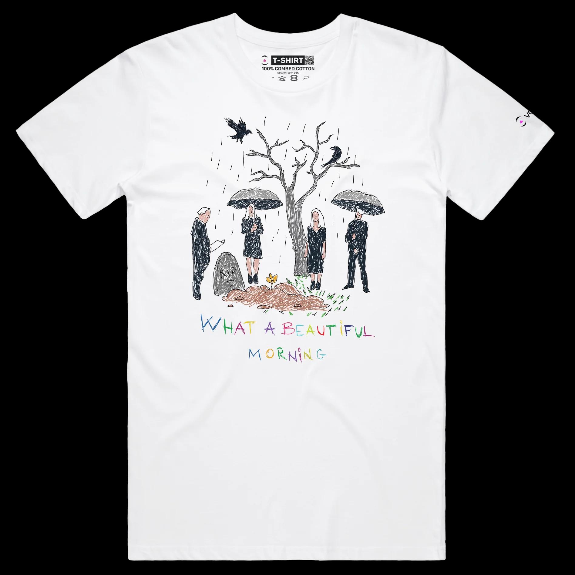 VOICEART White Male Regular Beautiful Morning at the Cemetery Dark Humor T-Shirt Premium Graphic Death and Funeral Tee