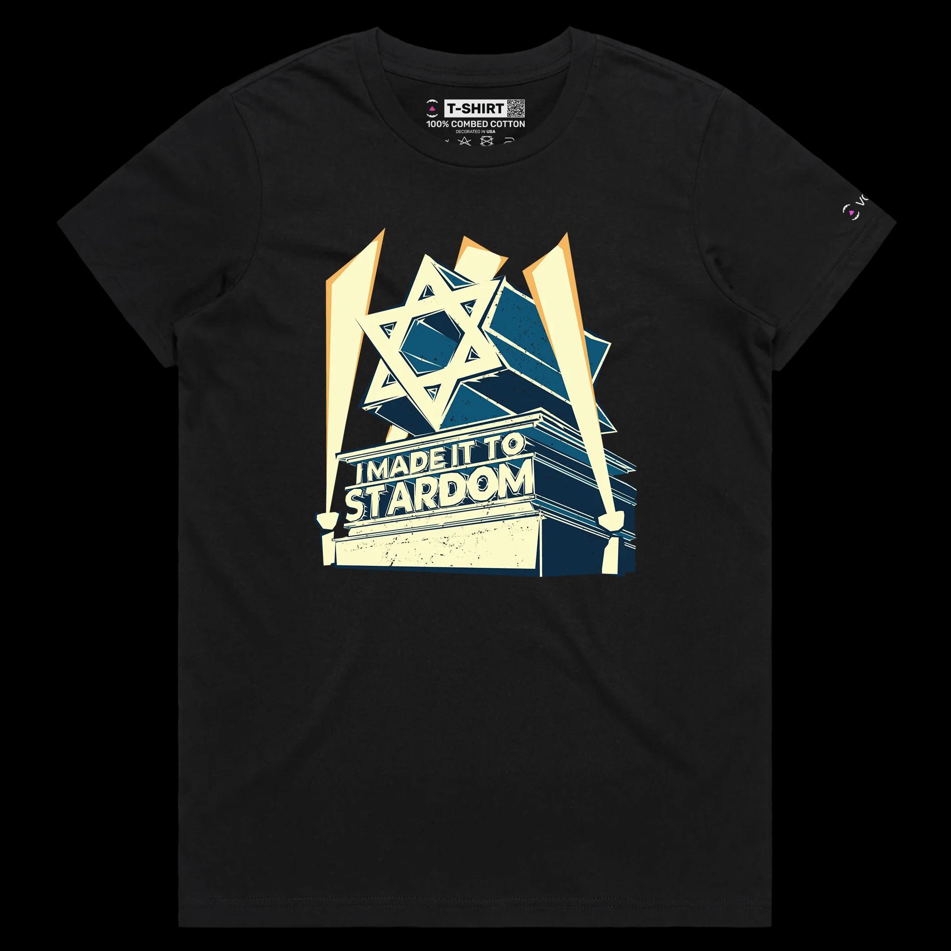 VOICEART Black Female Regular Star of David Historical Hebrew T-Shirt with Premium Quality Graphic Design Jewish Pride Tee