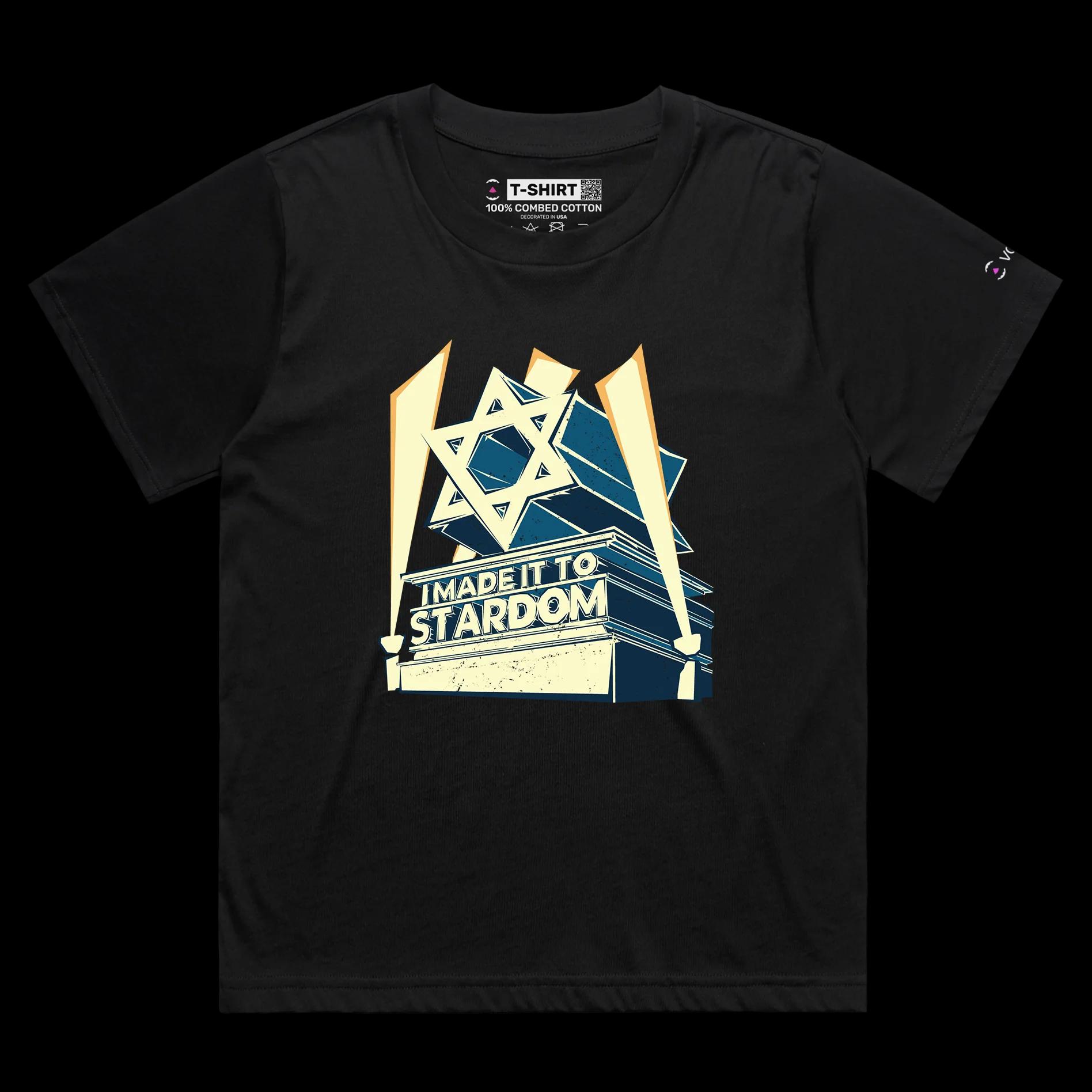 VOICEART Black Female Loose Star of David Historical Hebrew T-Shirt with Premium Quality Graphic Design Jewish Pride Tee