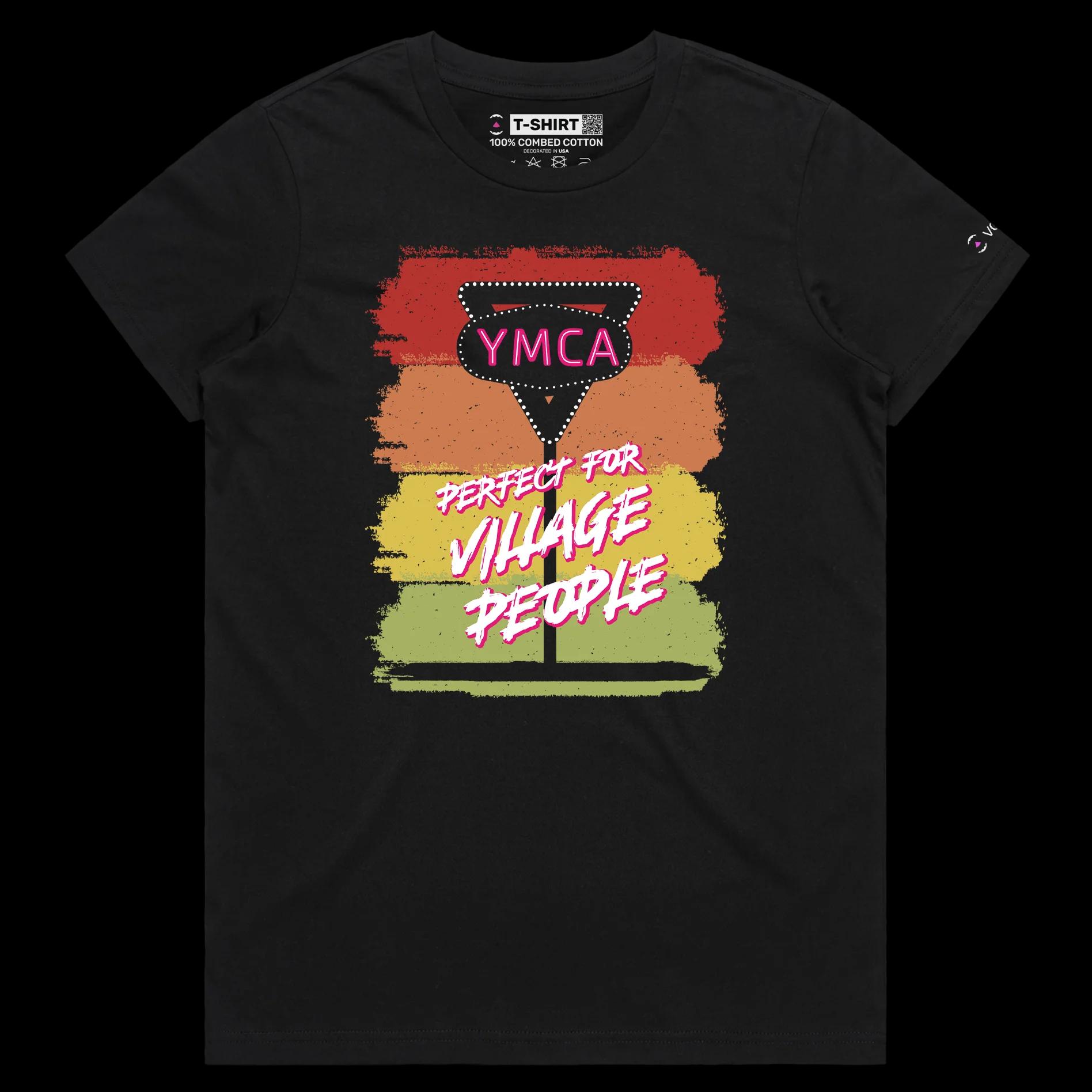 VOICEART Black Female Regular Perfect for Village People Funny TShirt with Premium Quality Graphic YMCA Tee Play on Words
