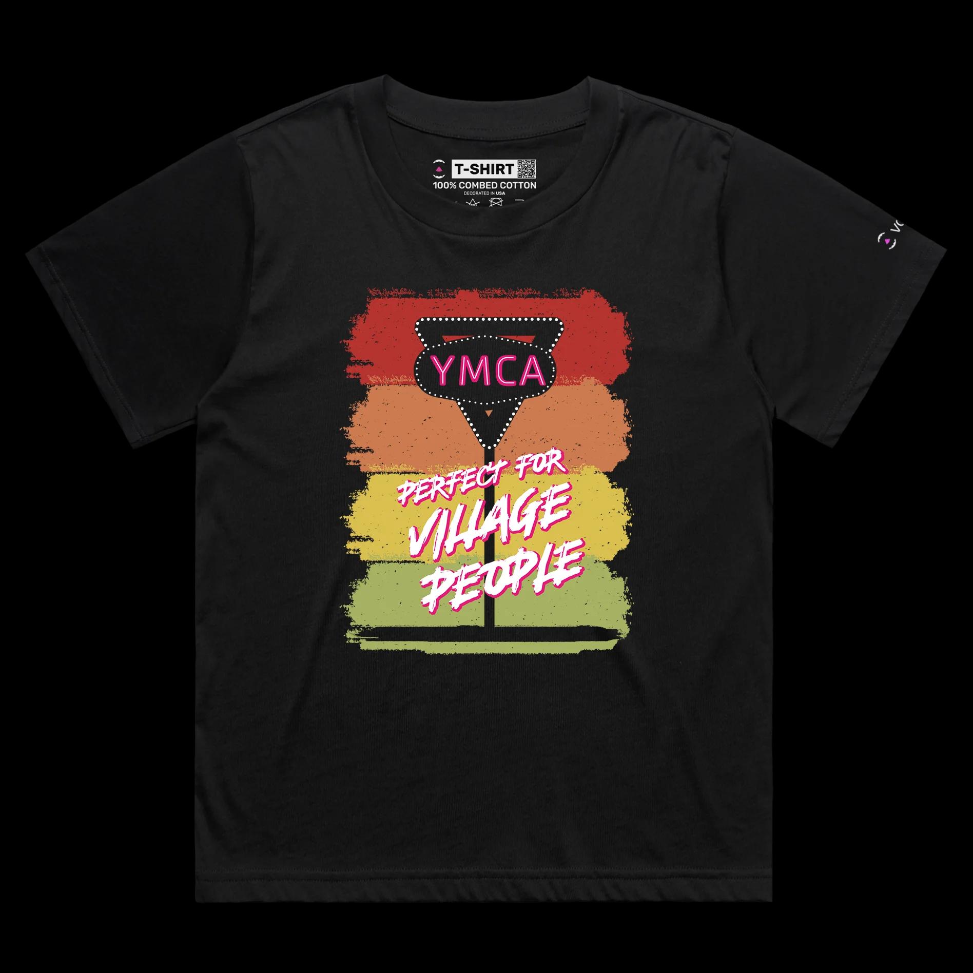 VOICEART Black Female Loose Perfect for Village People Funny TShirt with Premium Quality Graphic YMCA Tee Play on Words