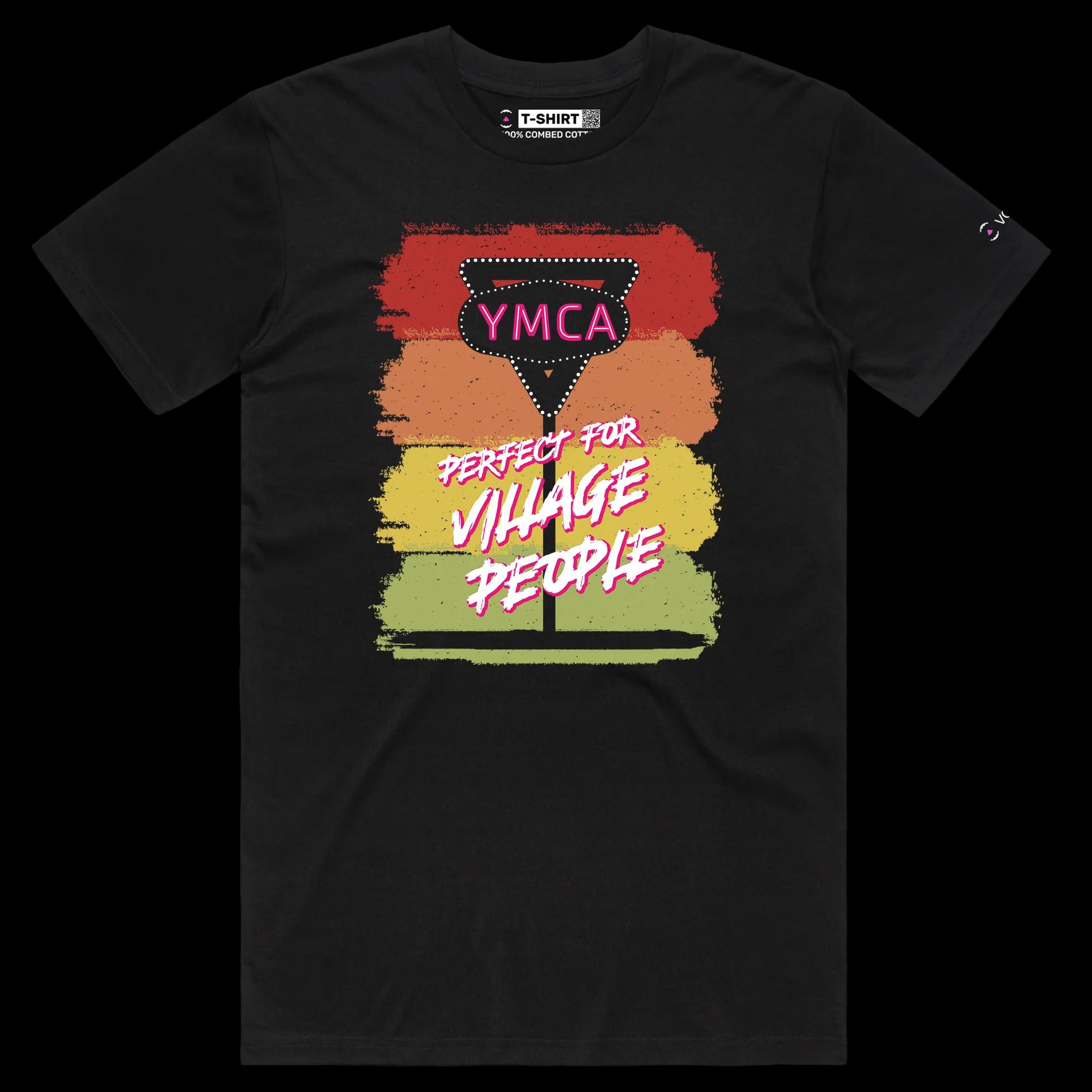 VOICEART Black Male Regular Perfect for Village People Funny TShirt with Premium Quality Graphic YMCA Tee Play on Words