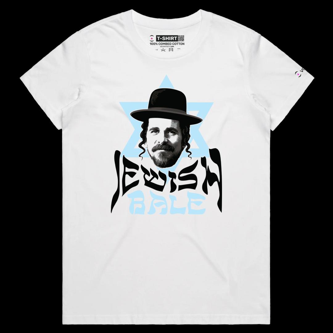 VOICEART White Female Regular Bale as Jewish Bale Funny T-Shirt with Premium Graphic Movie Star Orthodox Jewish Man Tee
